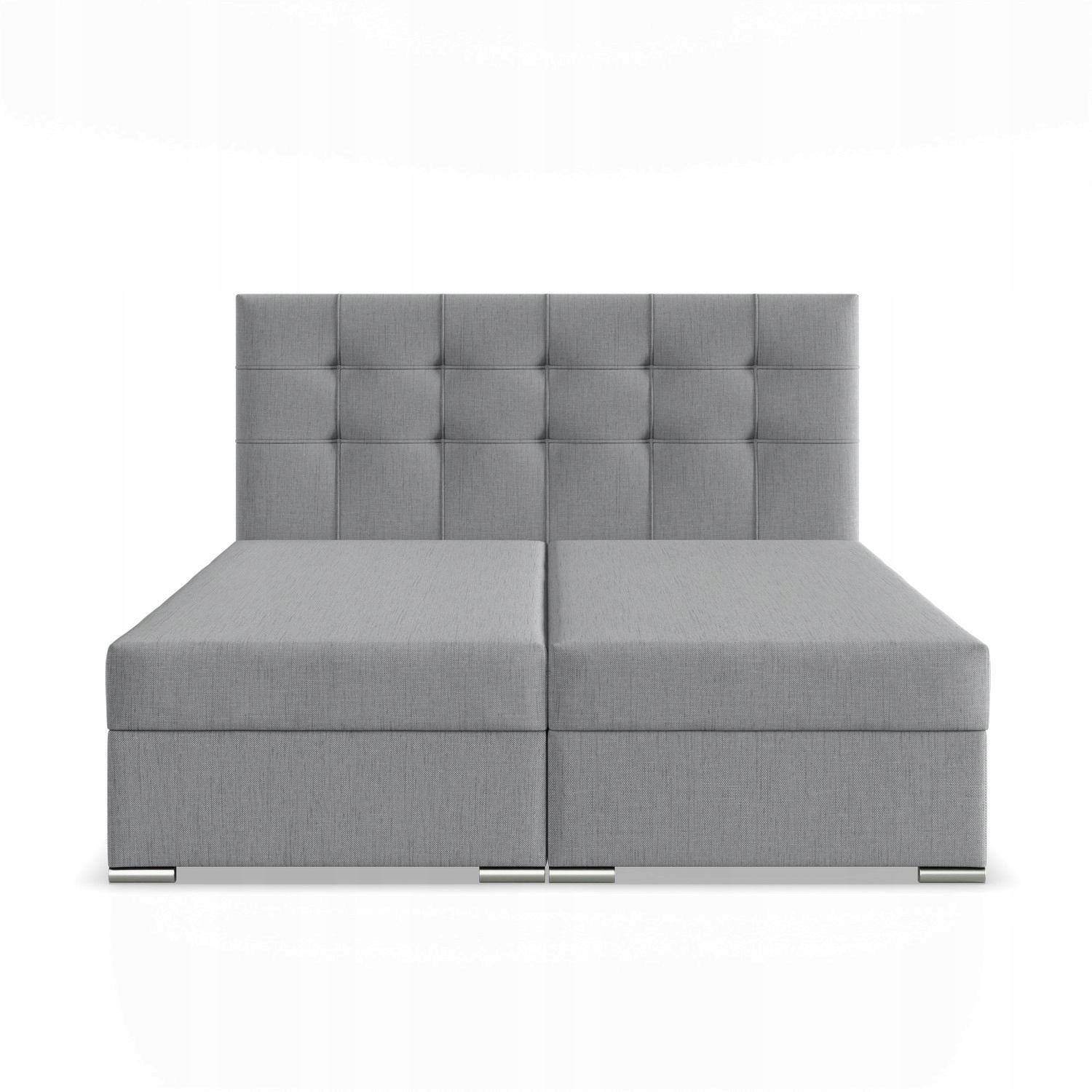 Łóżko Kontynentalne ELDA JASNY SZARY Podwójne Tapicerowane Pojemnik 160x200