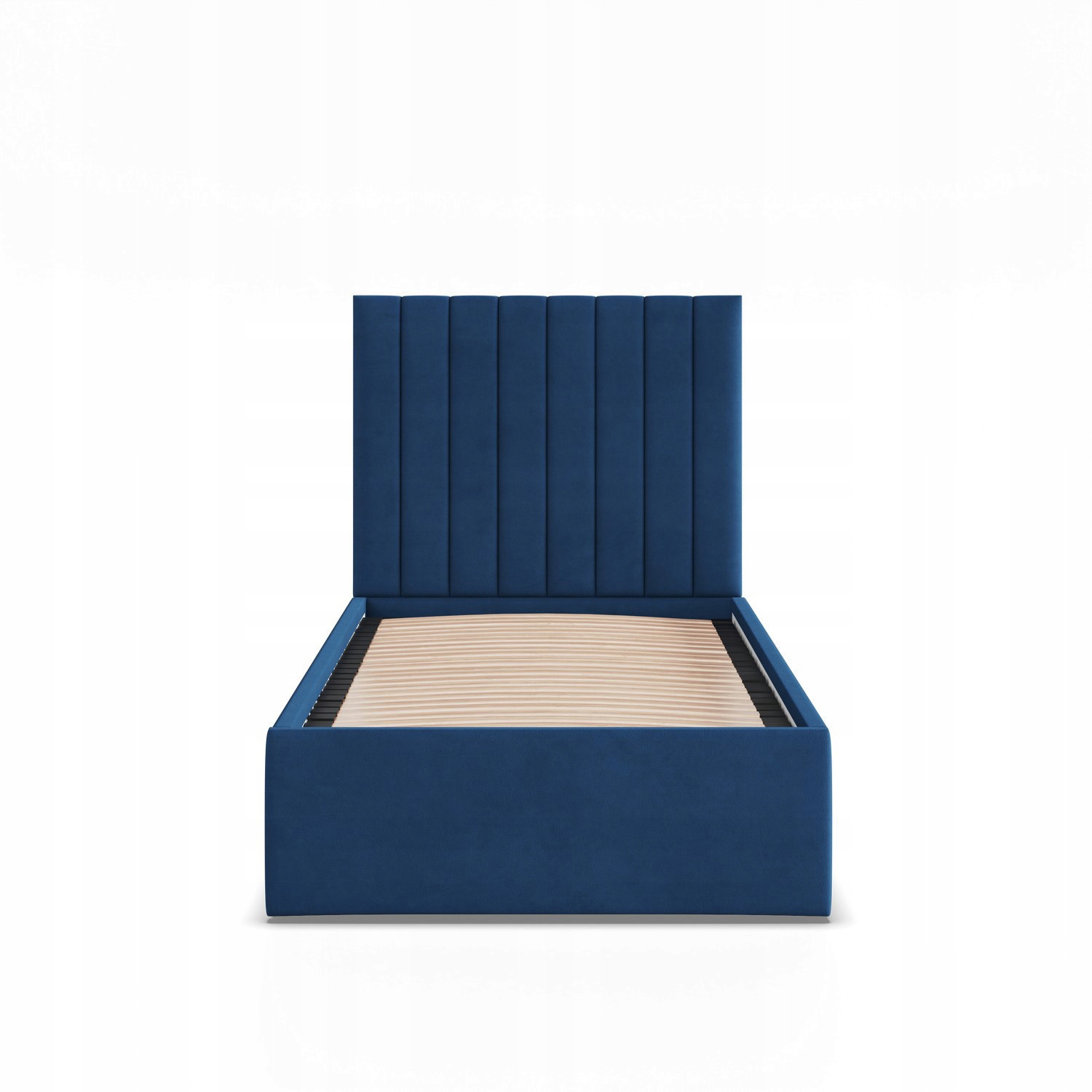 Łóżko Ramowe POLLA JEDNOOSOBOWE Tapicerowane Pojedyncze VELVET NIEBIESKIE