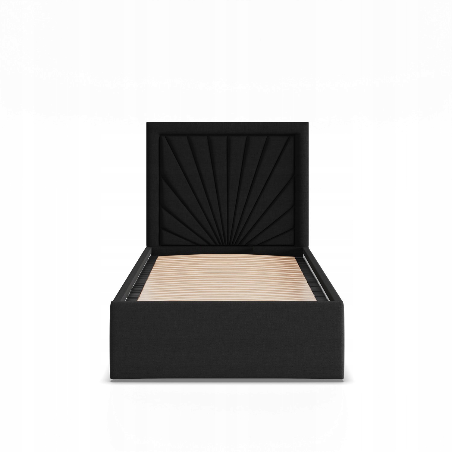 Łóżko Ramowe VASTO JEDNOOSOBOWE Tapicerowane Pojedyncze CZARNE