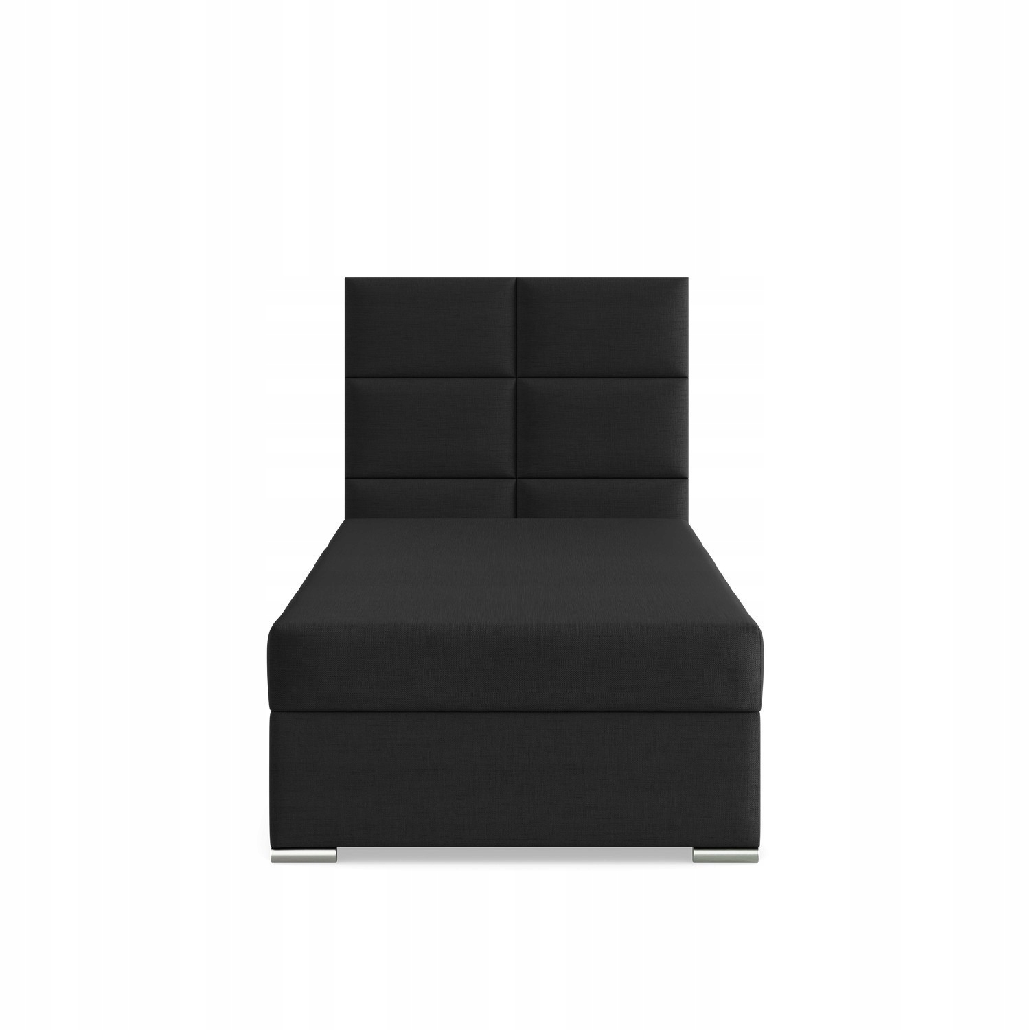 Łóżko Kontynentalne CALVI JEDNOOSOBOWE Tapicerowane Pojedyncze CZARNE