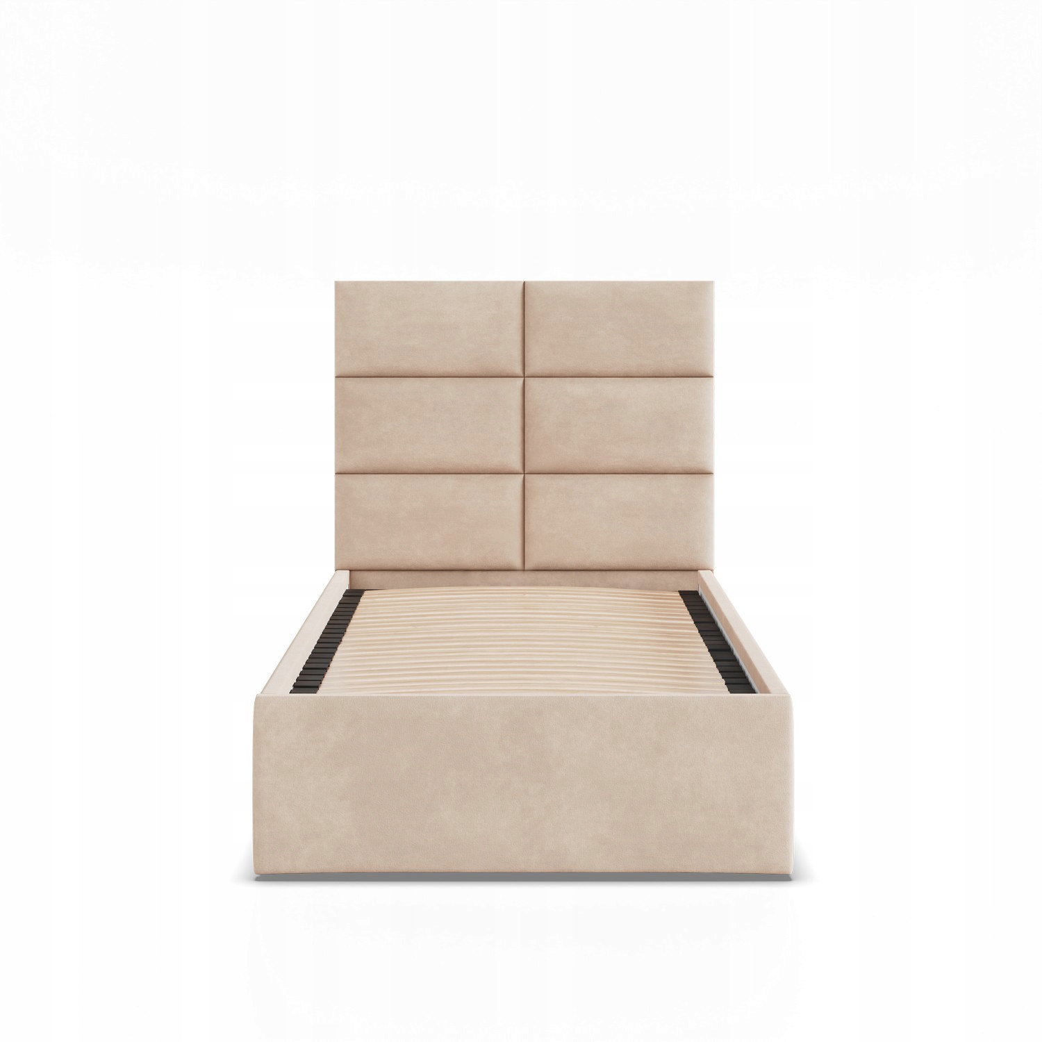 Łóżko Ramowe YORK JEDNOOSOBOWE Tapicerowane Pojedyncze VELVET BEŻOWE