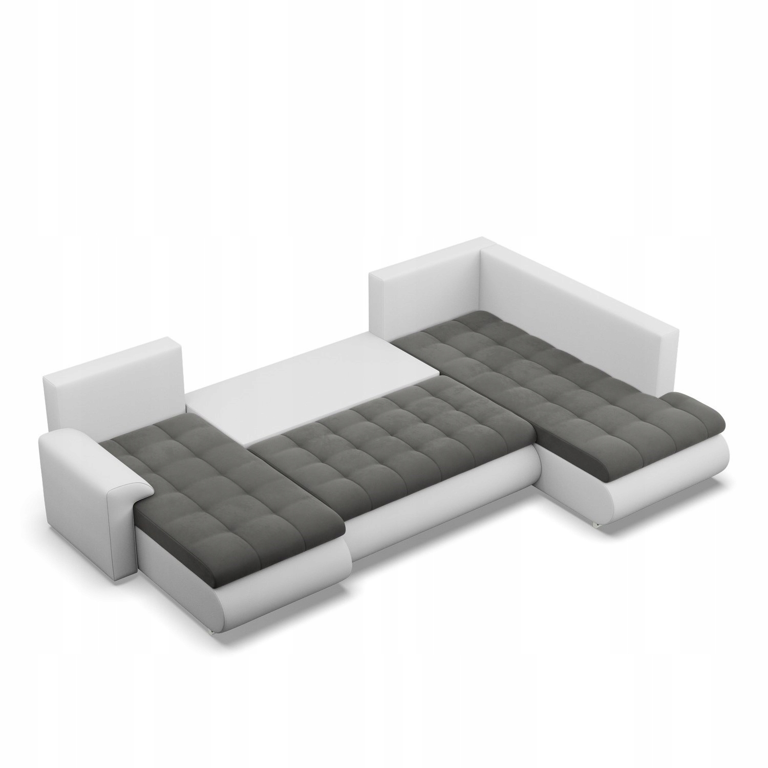 NAROŻNIK FORESTA XXL Z OTOMANĄ POPIEL BIAŁY KANAPA Rogówka