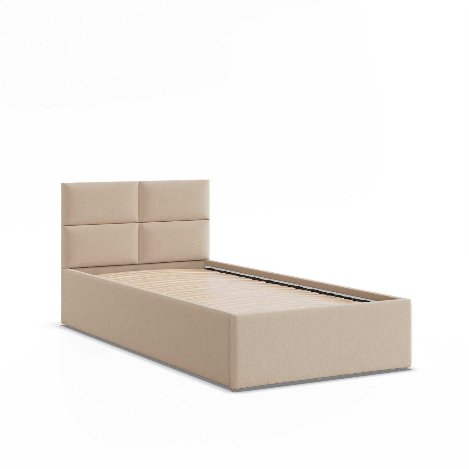 Łóżko Ramowe BORGO BEŻOWE JEDNOOSOBOWE Tapicerowane Pojedyncze