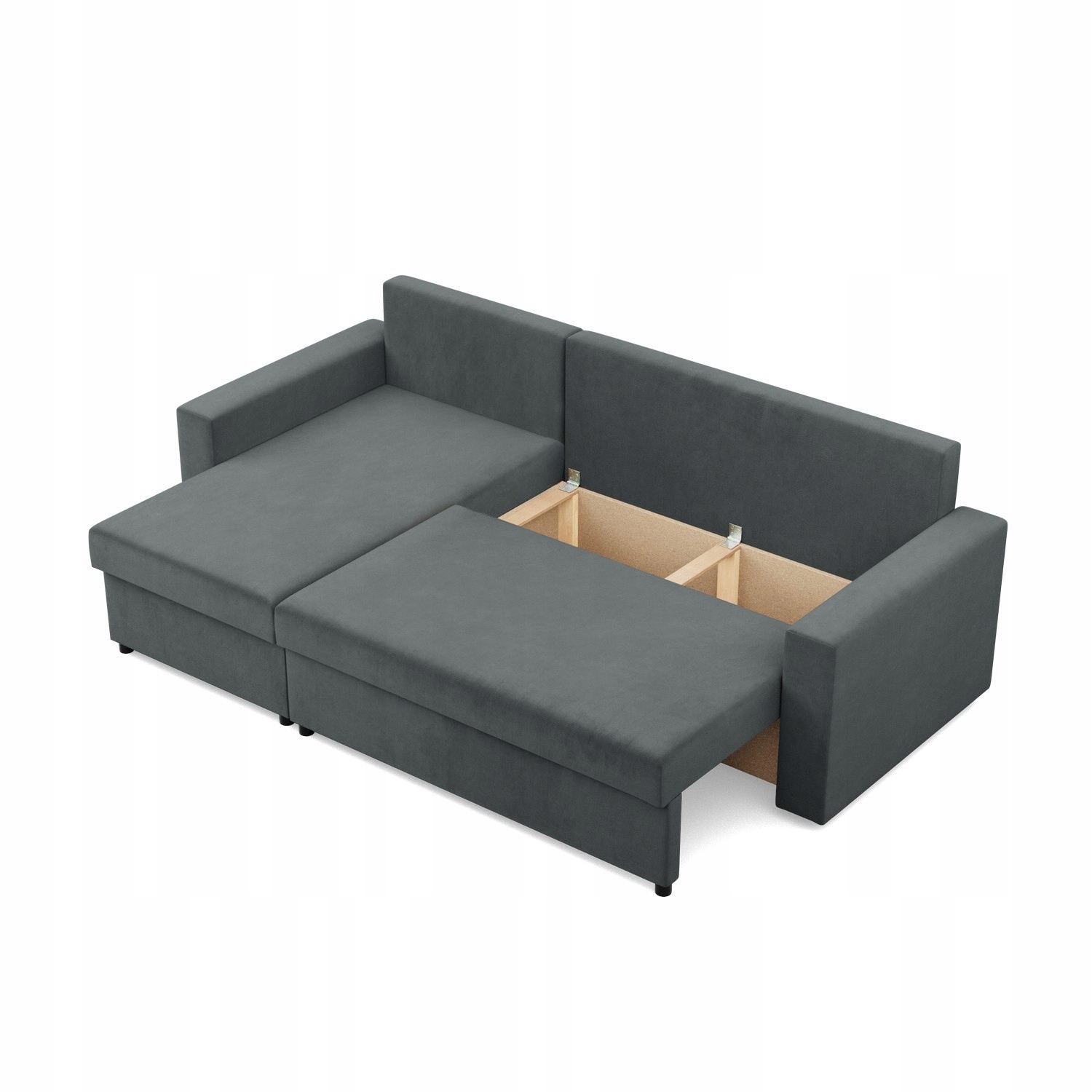 KANAPA NAROŻNIK NEO CIEMNY SZARY Nowoczesny Rozkładana KRONOS VELVET BONELL