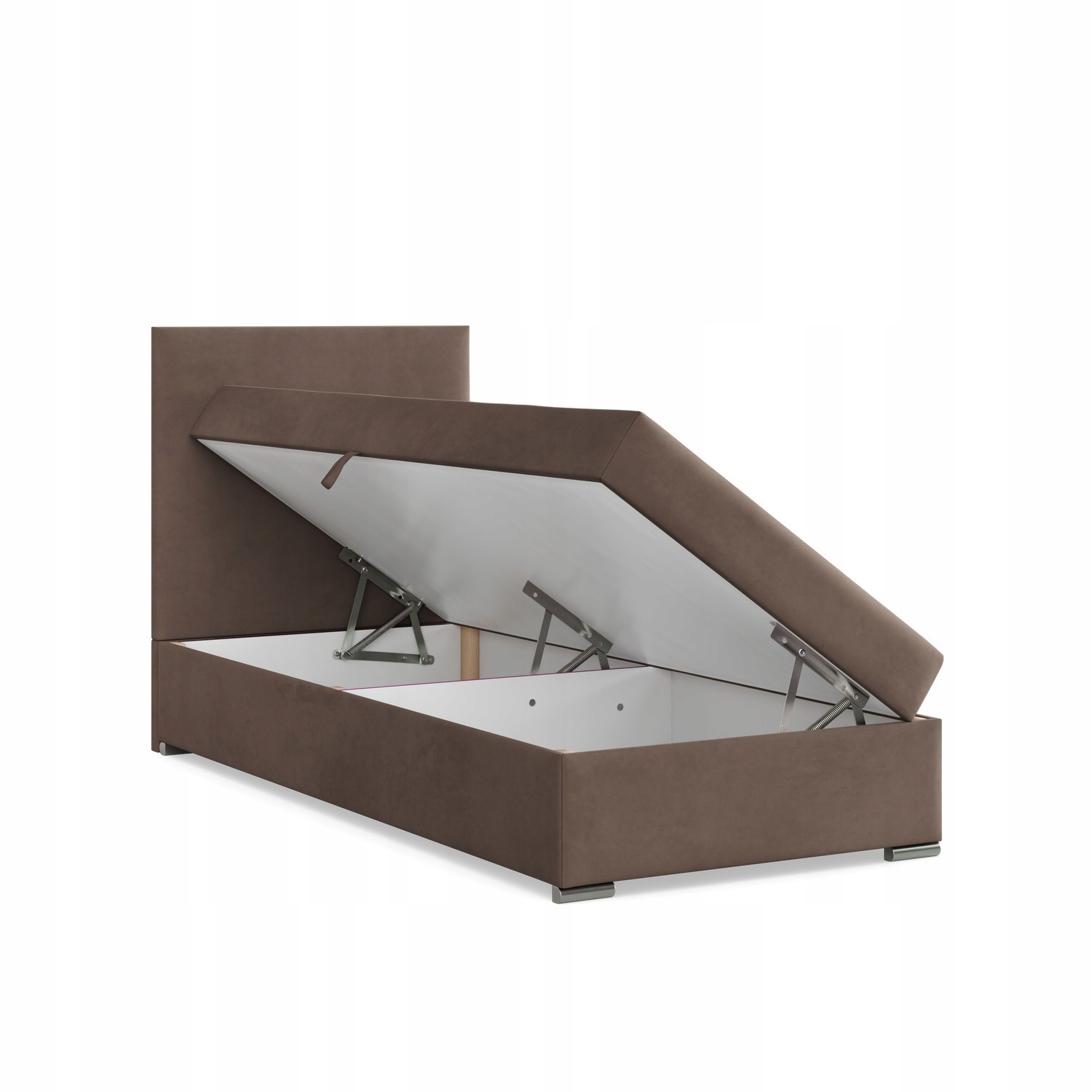 Łóżko Kontynentalne VICENZA JEDNOOSOBOWE Pojedyncze VELVET BRĄZOWE