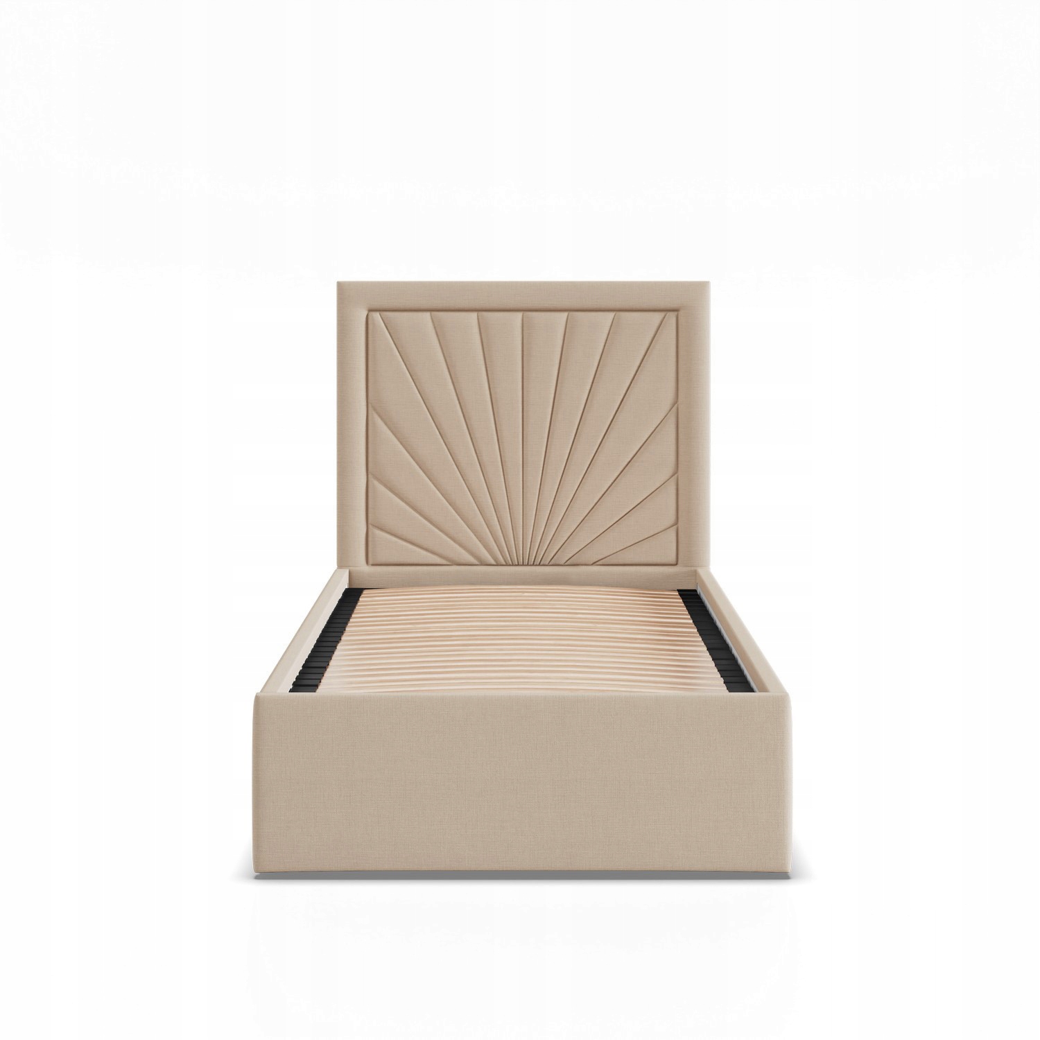 Łóżko Ramowe VASTO BEŻOWE JEDNOOSOBOWE Tapicerowane Pojedyncze