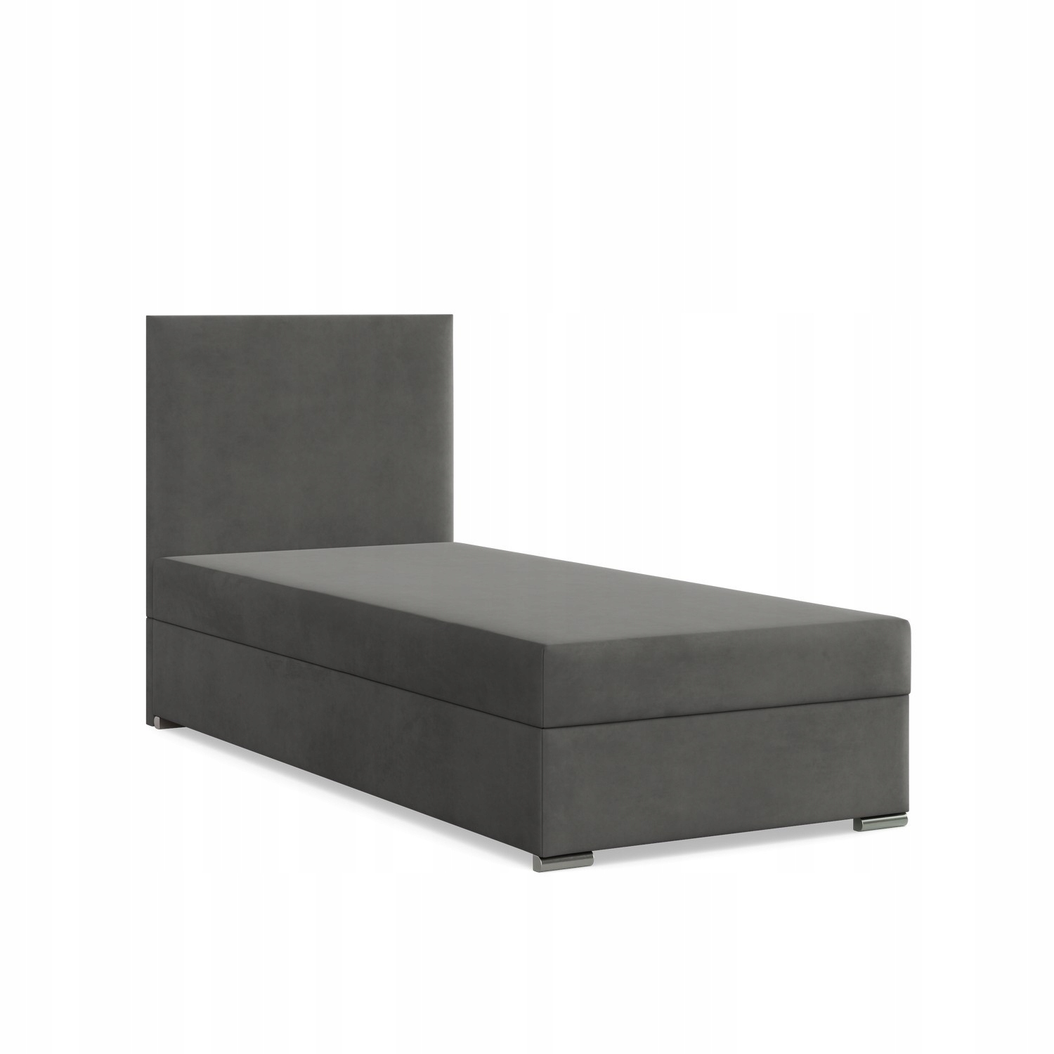 Łóżko Kontynentalne ZONZA JEDNOOSOBOWE VELVET Pojedyncze CIEMNY SZARY