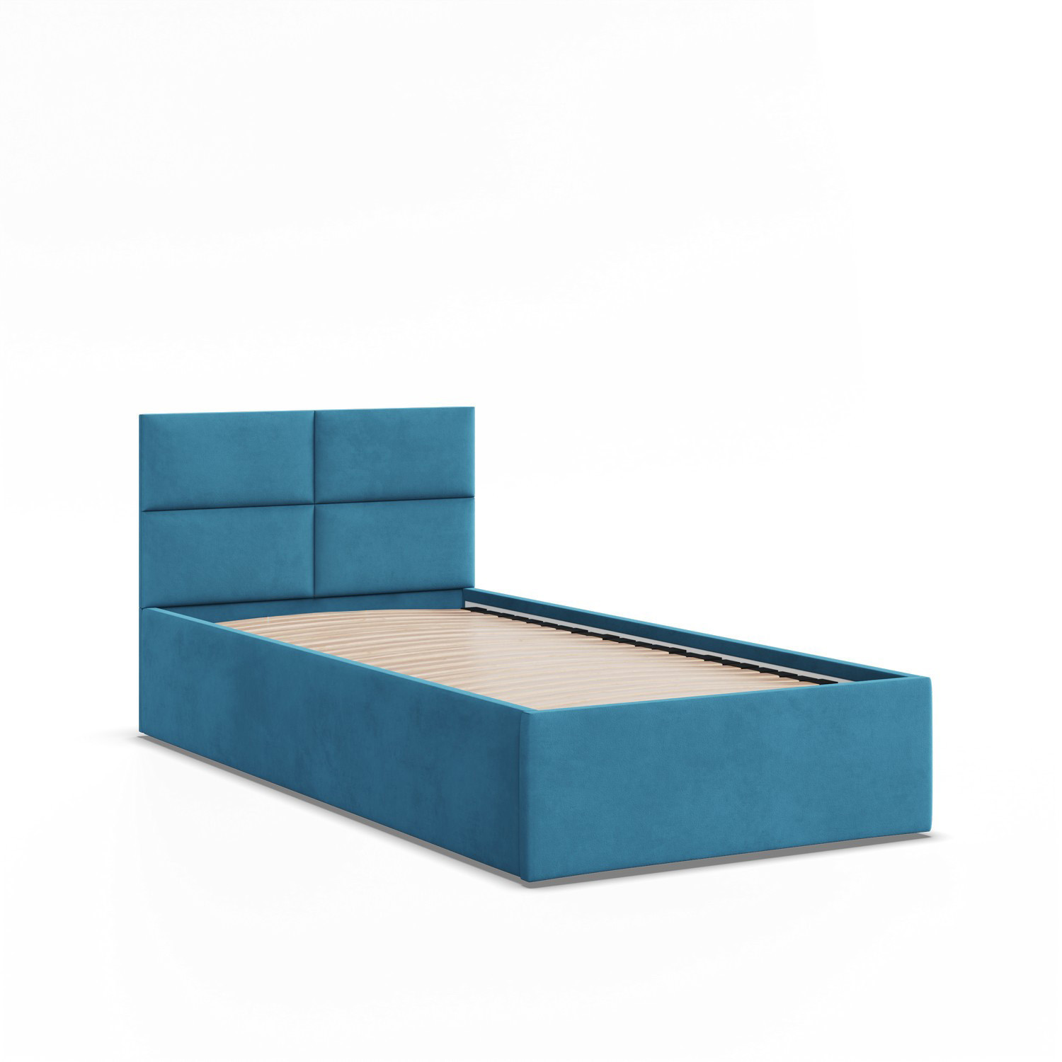 Łóżko Ramowe BORGO TURKUSOWE JEDNOOSOBOWE Tapicerowane Pojedyncze VELVET