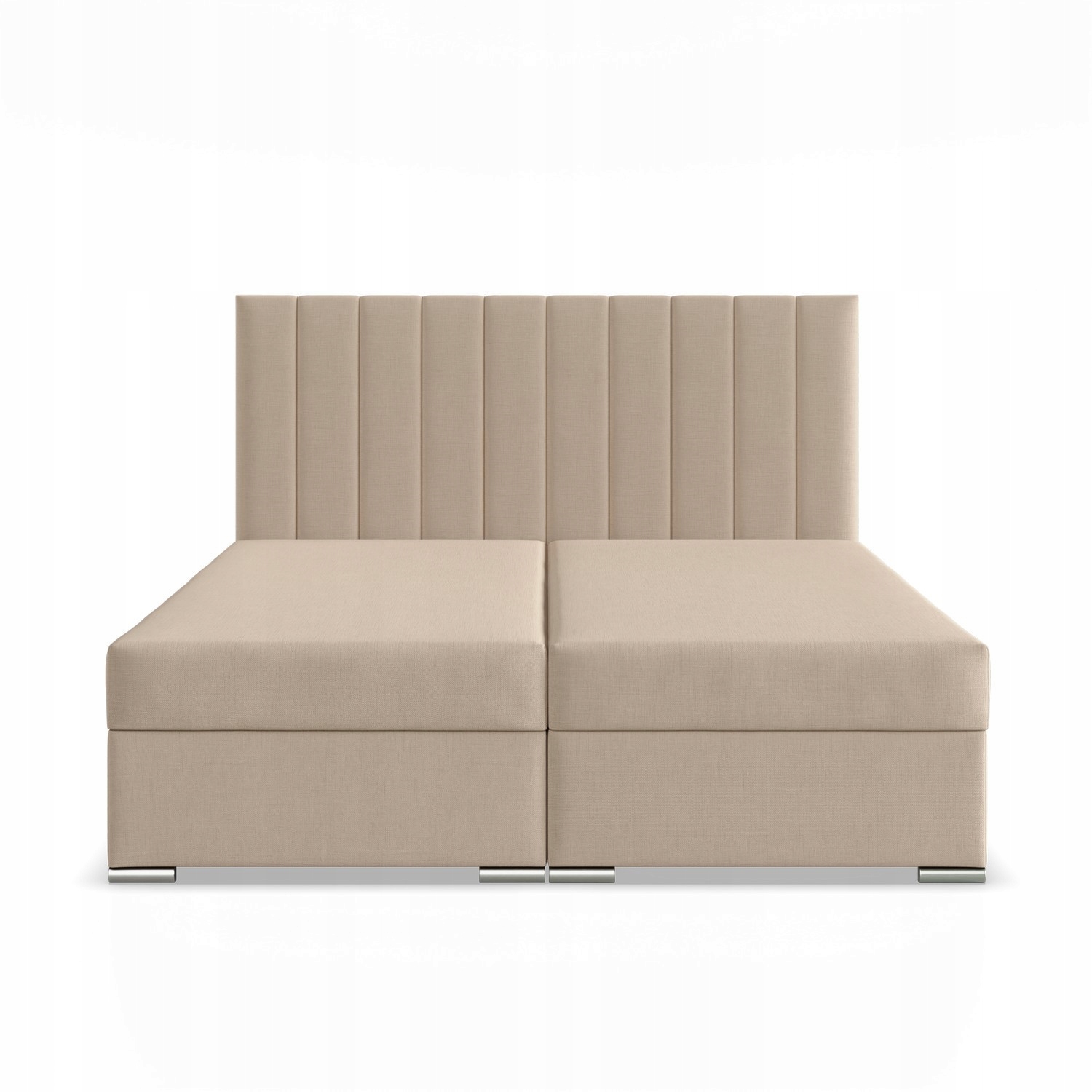 Łóżko Kontynentalne AGEN BEŻOWE Podwójne Tapicerowane Pojemnik 140x200