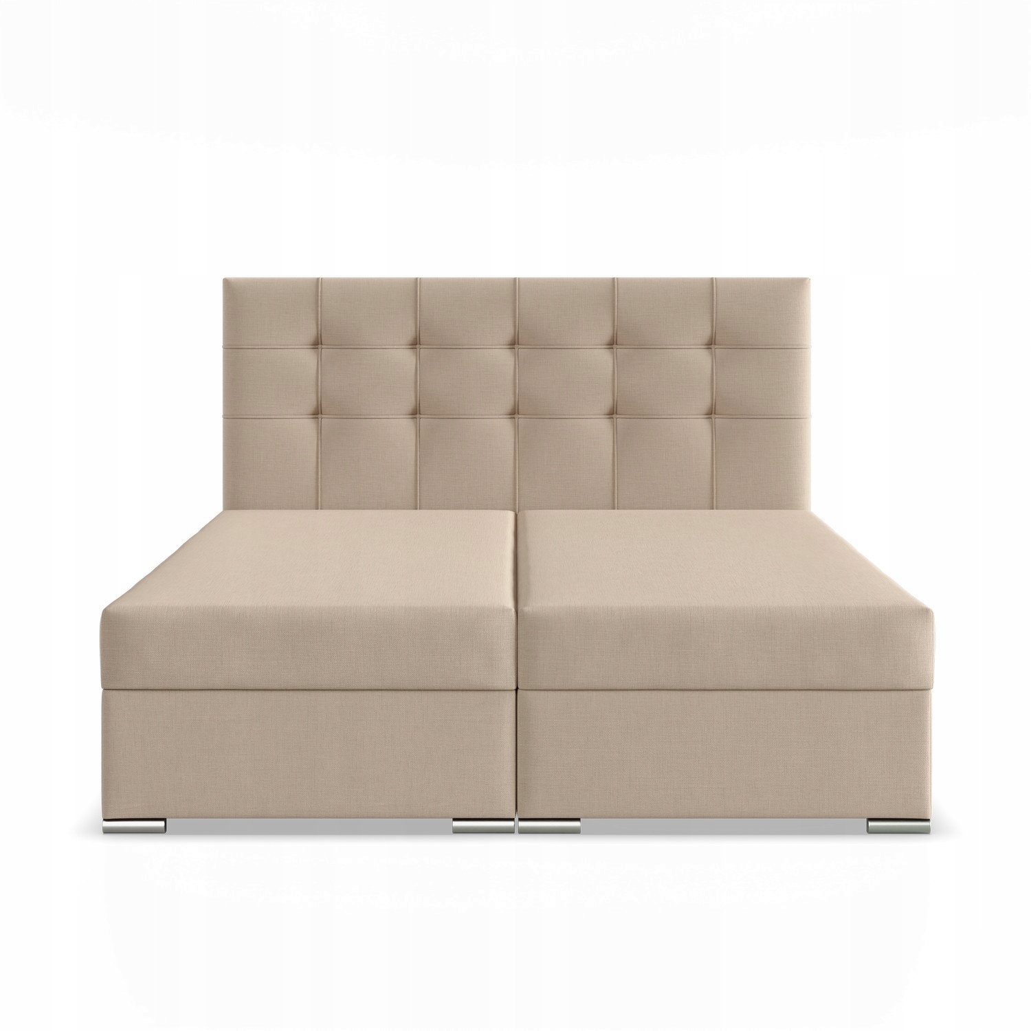 Łóżko Kontynentalne ELDA BEŻOWE Podwójne Tapicerowane Pojemnik 140x200