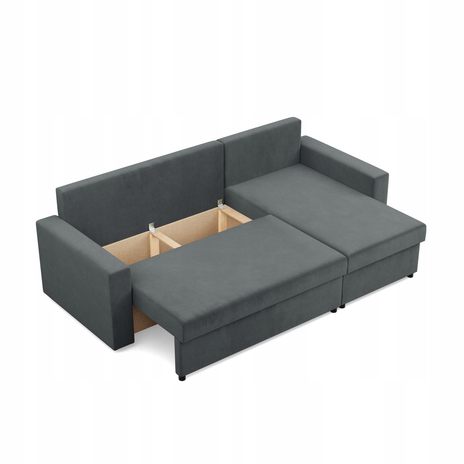 KANAPA NAROŻNIK NEO CIEMNY SZARY Nowoczesny Rozkładana KRONOS VELVET BONELL