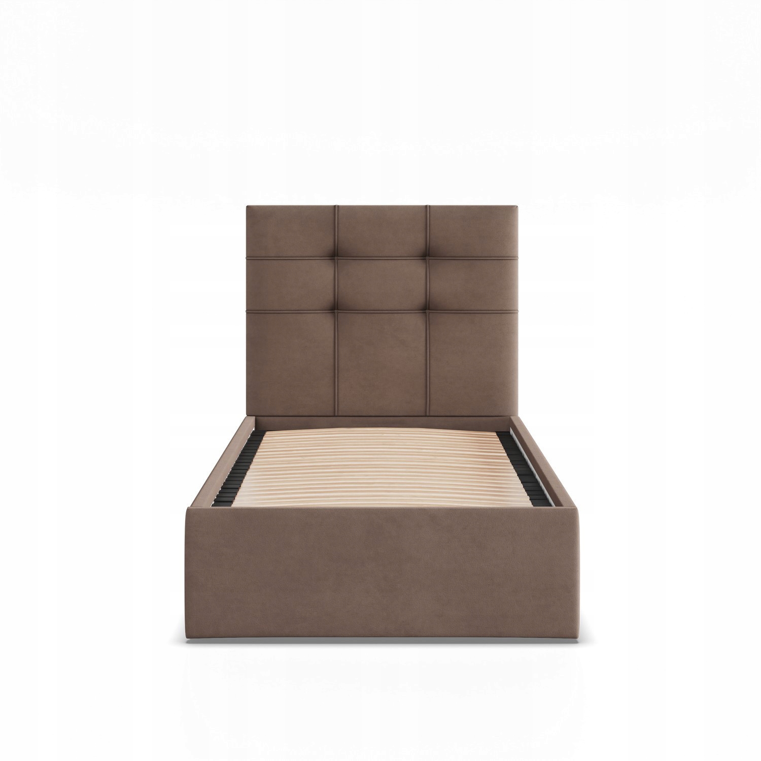 Łóżko Ramowe SORIA BRĄZOWE JEDNOOSOBOWE Tapicerowane Pojedyncze VELVET