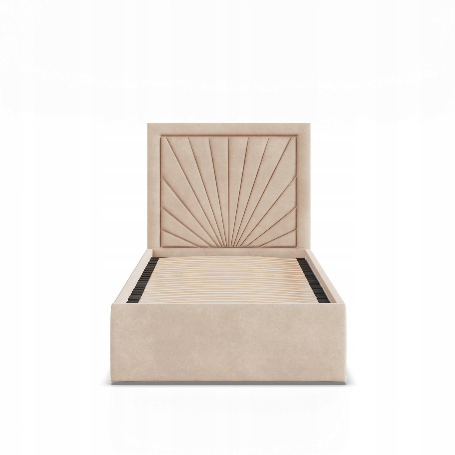 Łóżko Ramowe VASTO BEŻOWE JEDNOOSOBOWE Tapicerowane Pojedyncze VELVET