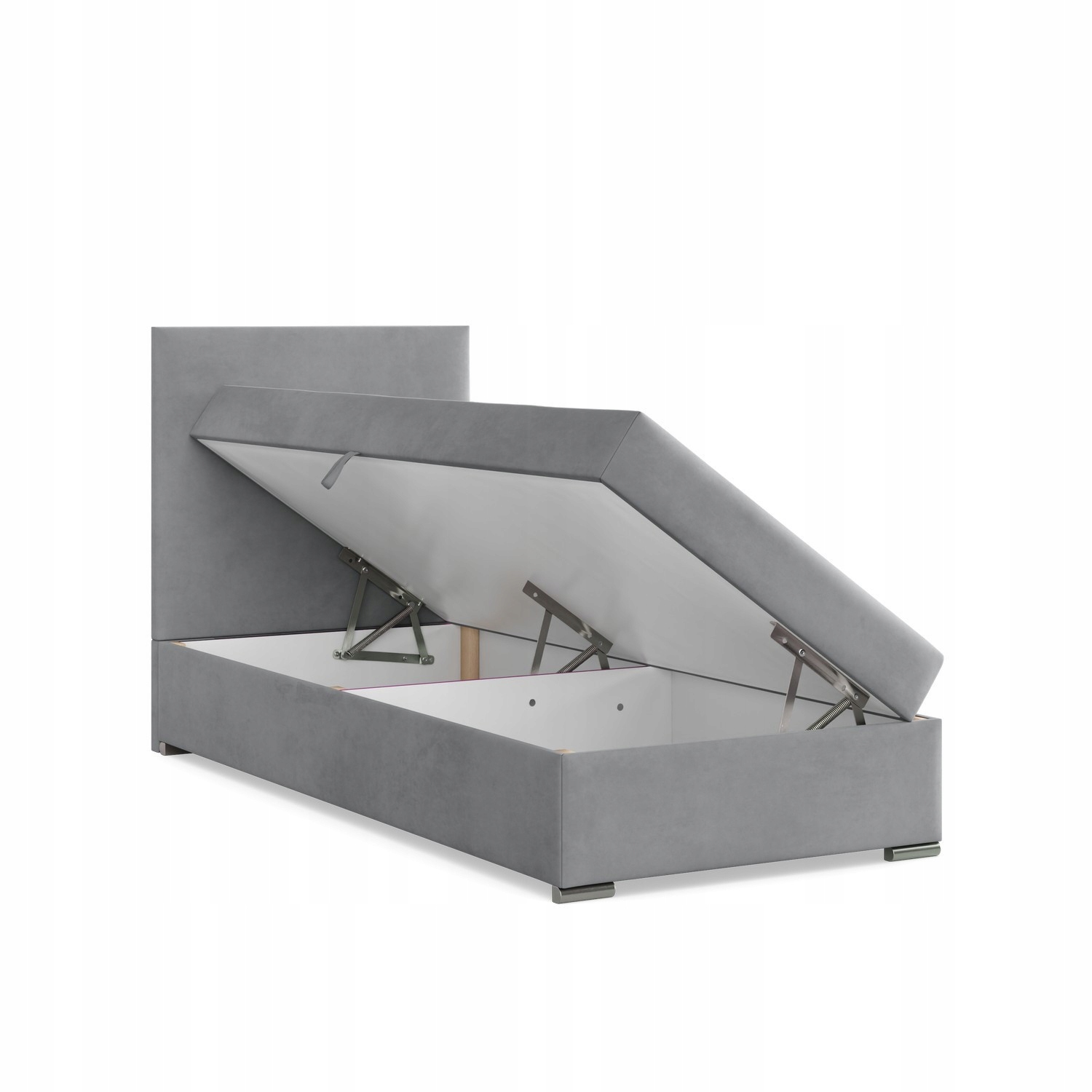 Łóżko Kontynentalne ZONZA JASNY SZARY JEDNOOSOBOWE VELVET Pojedyncze