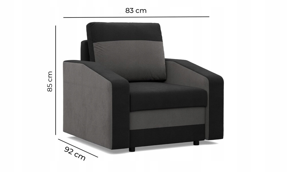 FOTEL ORION SZARY BIAŁY Wygodny Nowoczesny PIANKA