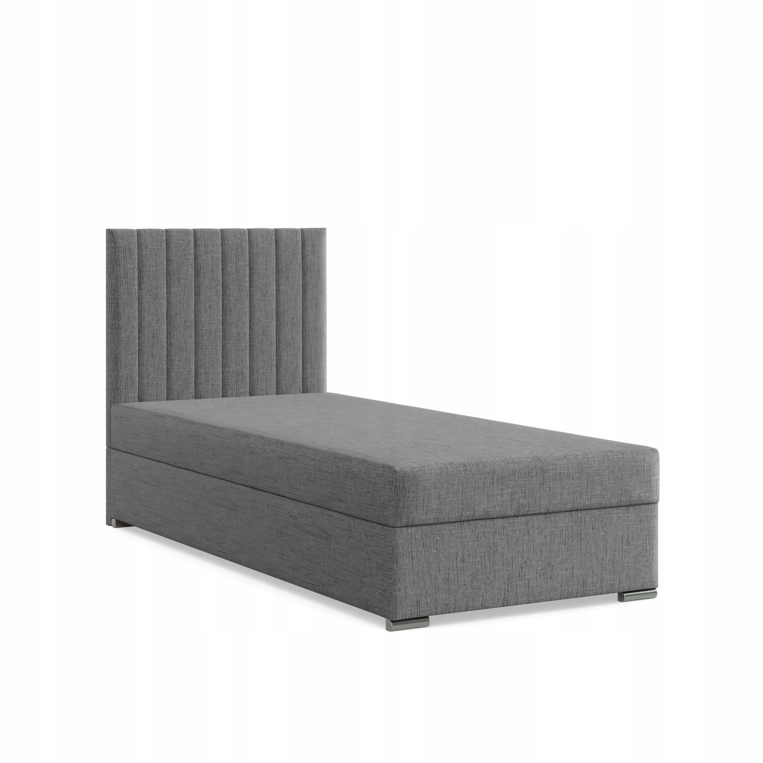 Łóżko Kontynentalne AGEN JEDNOOSOBOWE Tapicerowane Pojedyncze CIEMNY SZARY