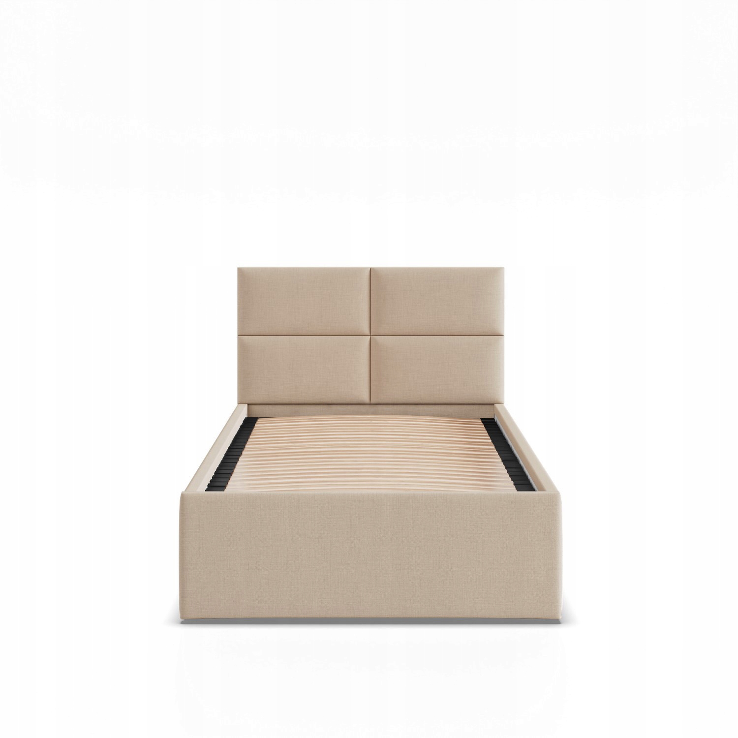 Łóżko Ramowe BORGO JEDNOOSOBOWE Tapicerowane Pojedyncze BEŻOWE