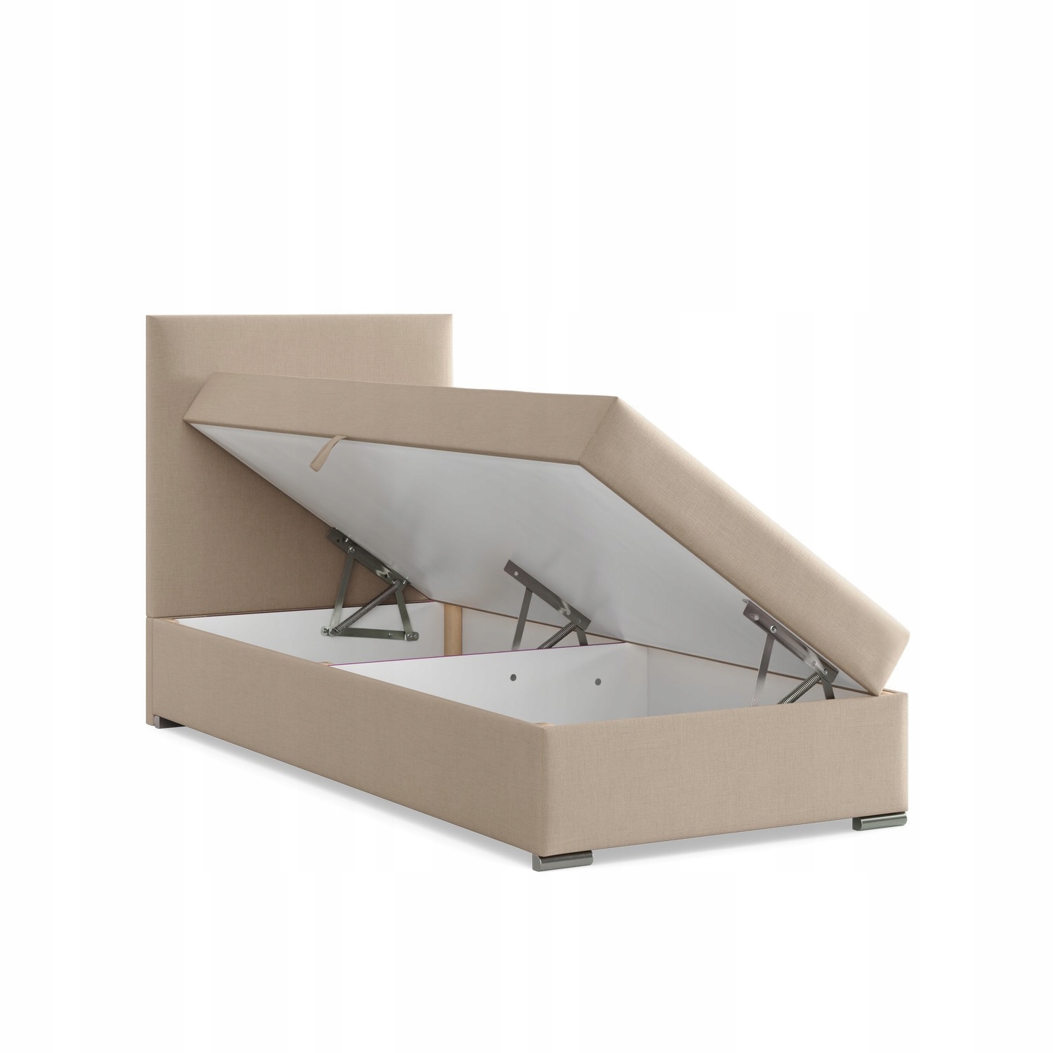 Łóżko Kontynentalne ZONZA JEDNOOSOBOWE Tapicerowane Pojedyncze BEŻOWE