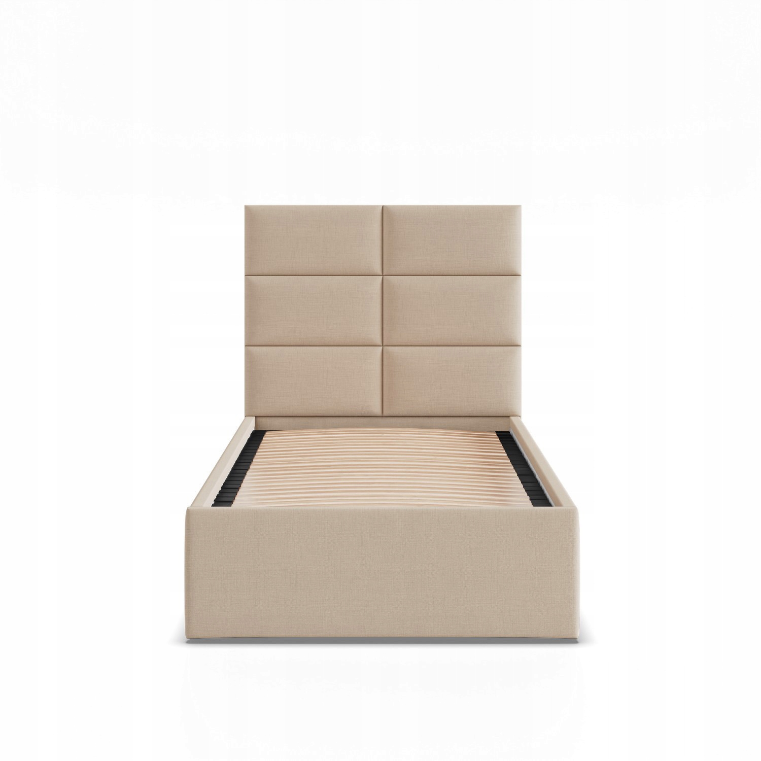 Łóżko Ramowe YORK JEDNOOSOBOWE Tapicerowane Pojedyncze BEŻOWE