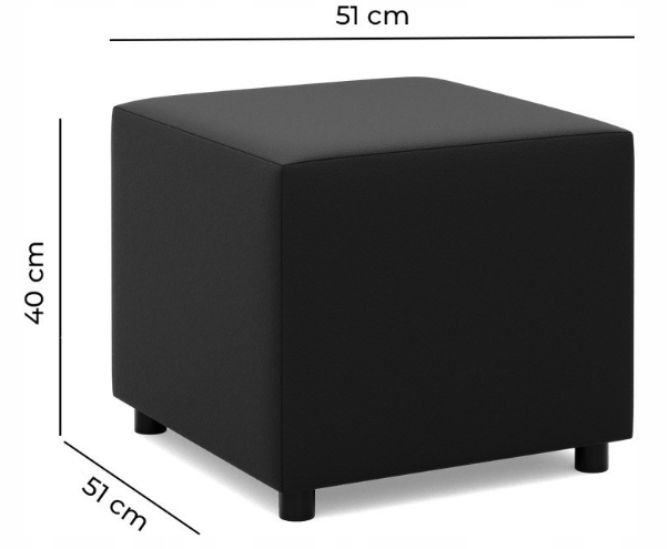 PUFA LUNA CZARNA 50x50 Podnóżek PUF