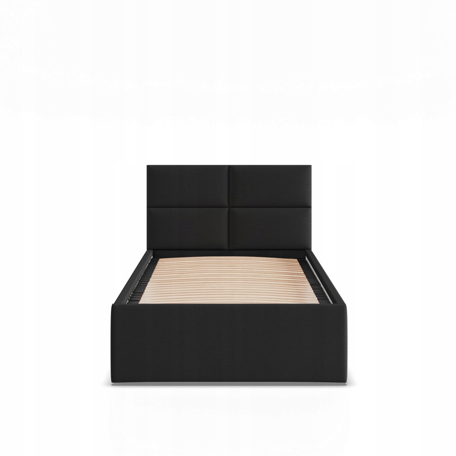 Łóżko Ramowe BORGO JEDNOOSOBOWE Tapicerowane Pojedyncze CZARNE