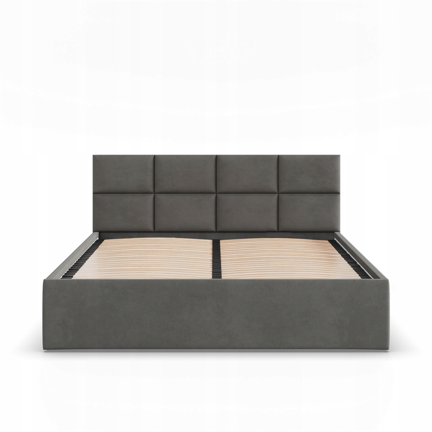 Łóżko Ramowe BORGO CIEMNY SZARY Tapicerowane Podwójne 160x200 VELVET