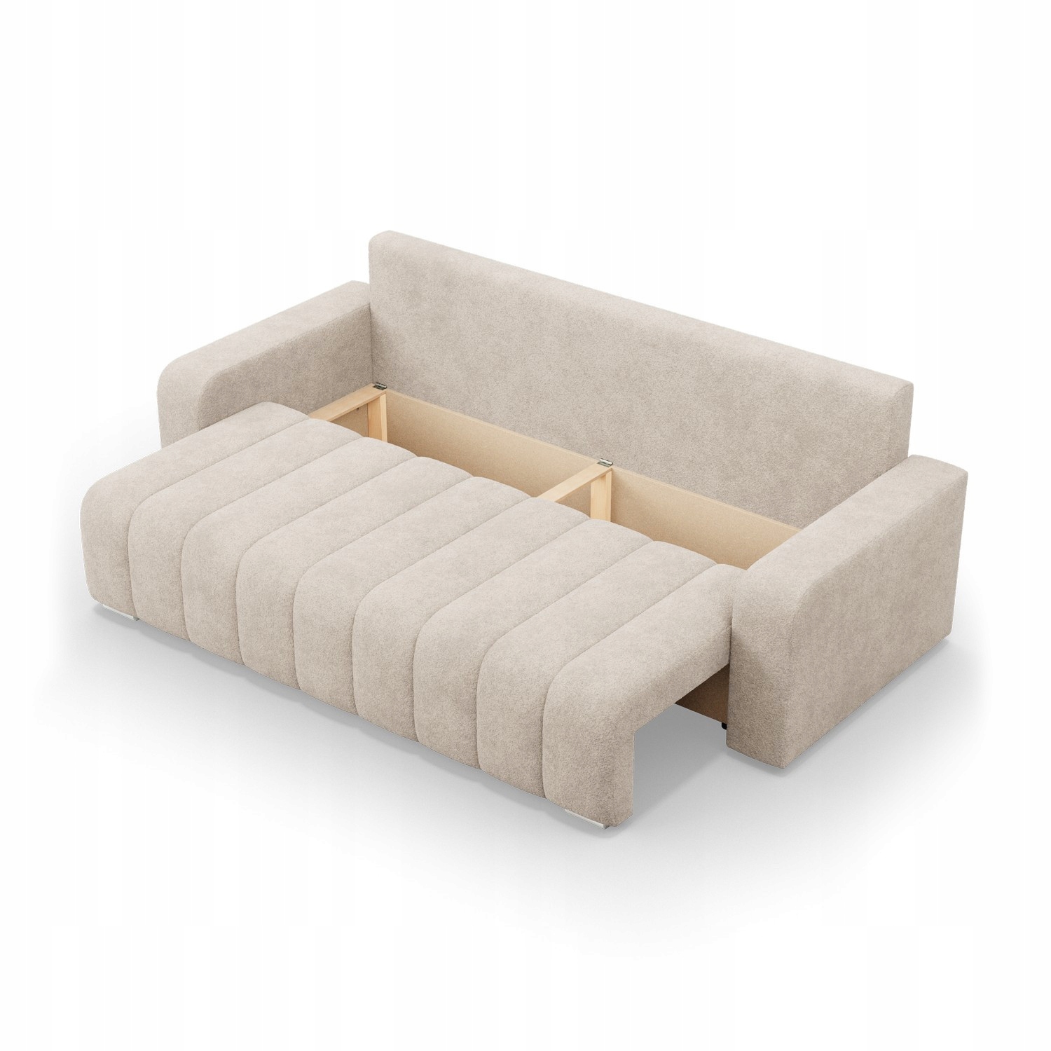 KANAPA ABRIELLE BEŻOWA Rozkładana Wygodna Funkcja Spania Sofa