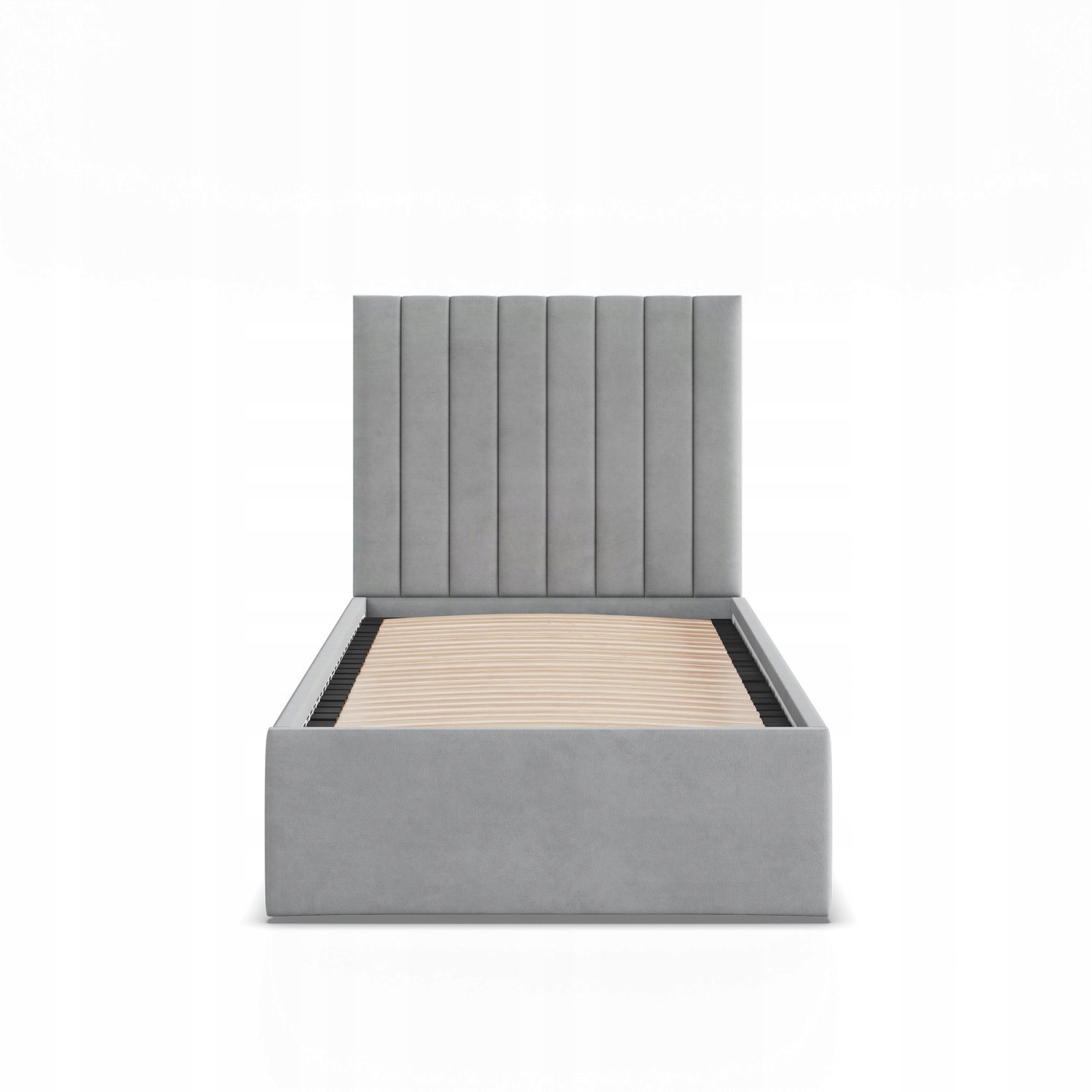 Łóżko Ramowe POLLA JASNY SZARY JEDNOOSOBOWE Tapicerowane Pojedyncze VELVET