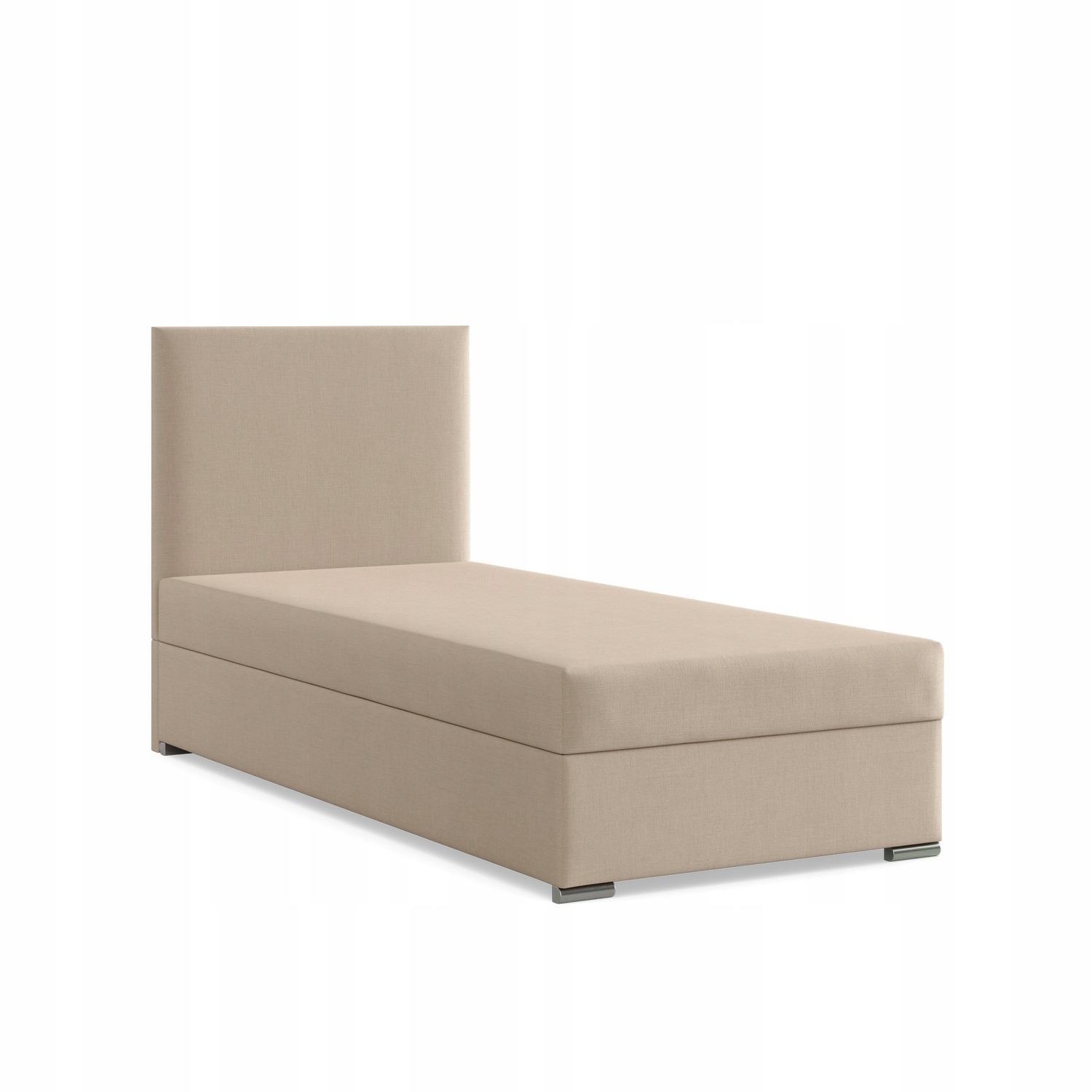 Łóżko Kontynentalne ZONZA JEDNOOSOBOWE Tapicerowane Pojedyncze BEŻOWE