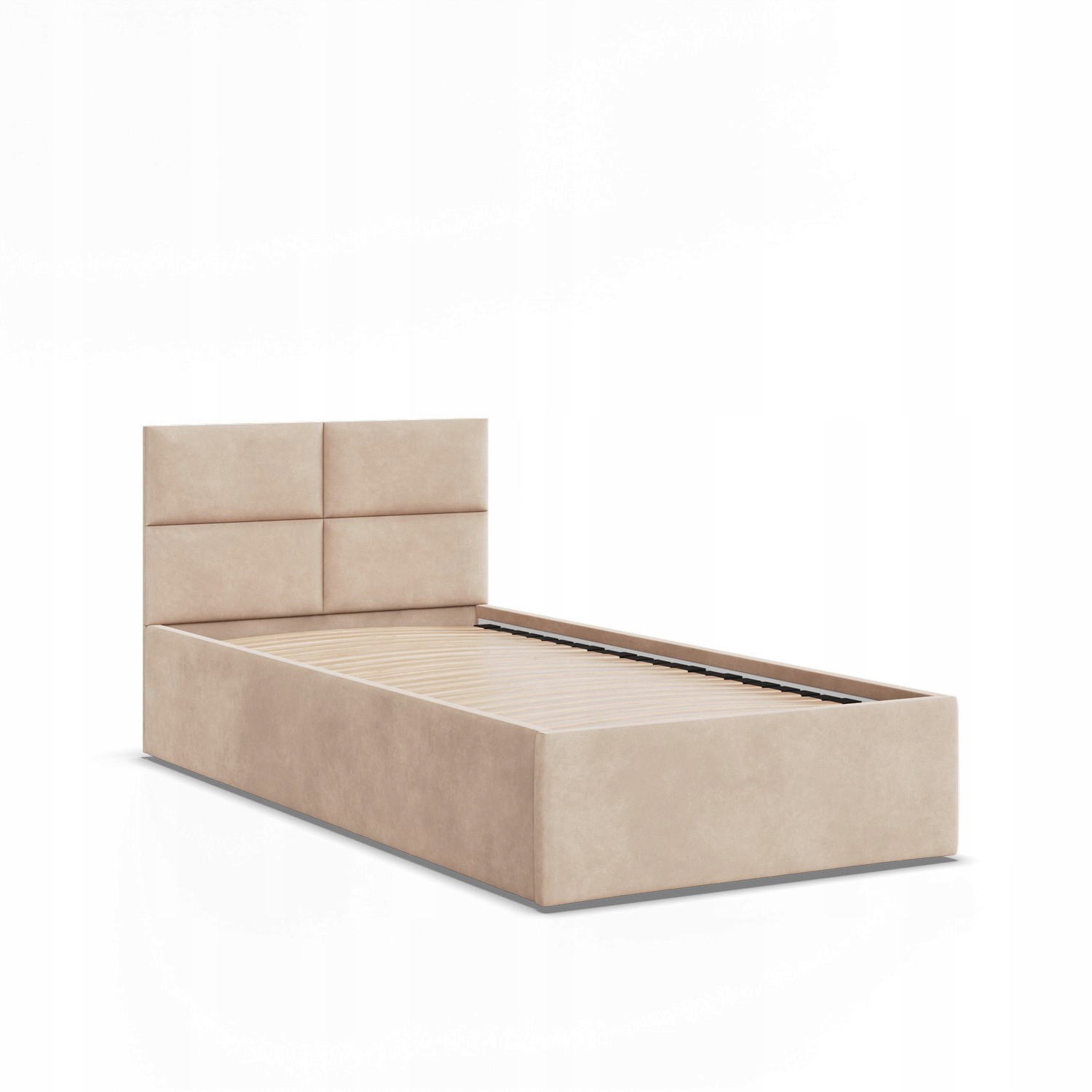 Łóżko Ramowe BORGO BEŻOWE JEDNOOSOBOWE Tapicerowane Pojedyncze VELVET