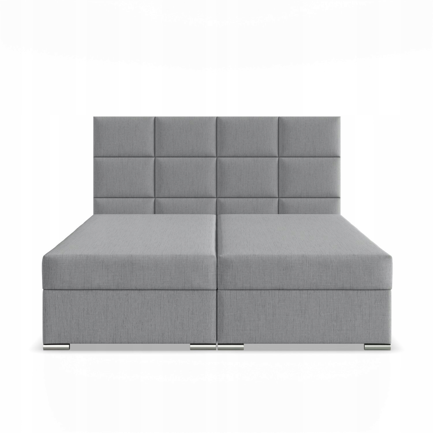 Łóżko Kontynentalne CALVI JASNY SZARY Podwójne Tapicerowane 180x200