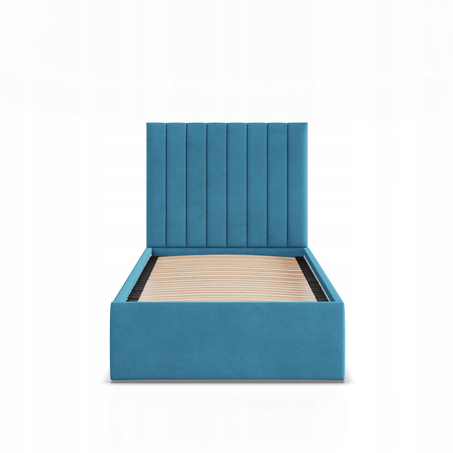 Łóżko Ramowe POLLA JEDNOOSOBOWE Tapicerowane Pojedyncze VELVET TURKUSOWE