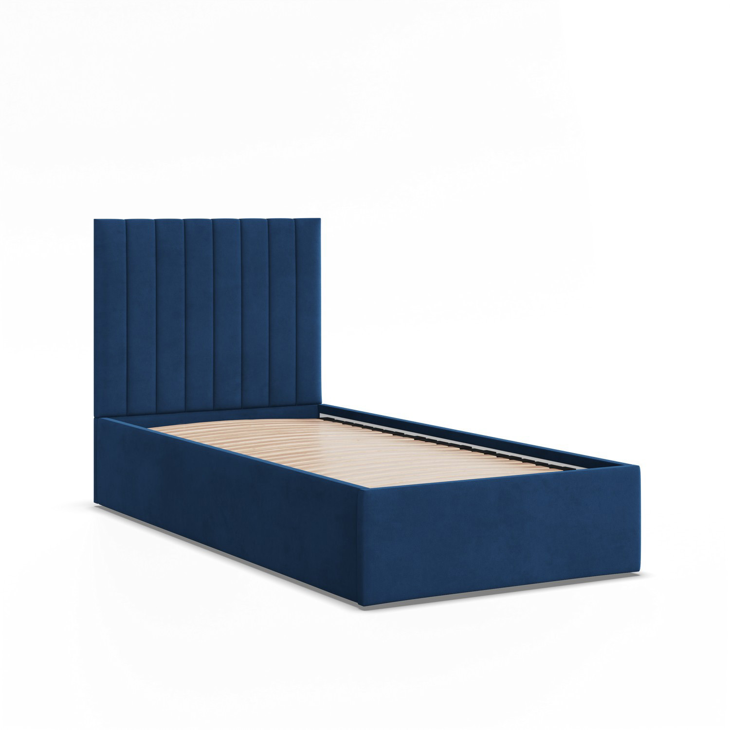 Łóżko Ramowe POLLA JEDNOOSOBOWE Tapicerowane Pojedyncze VELVET NIEBIESKIE