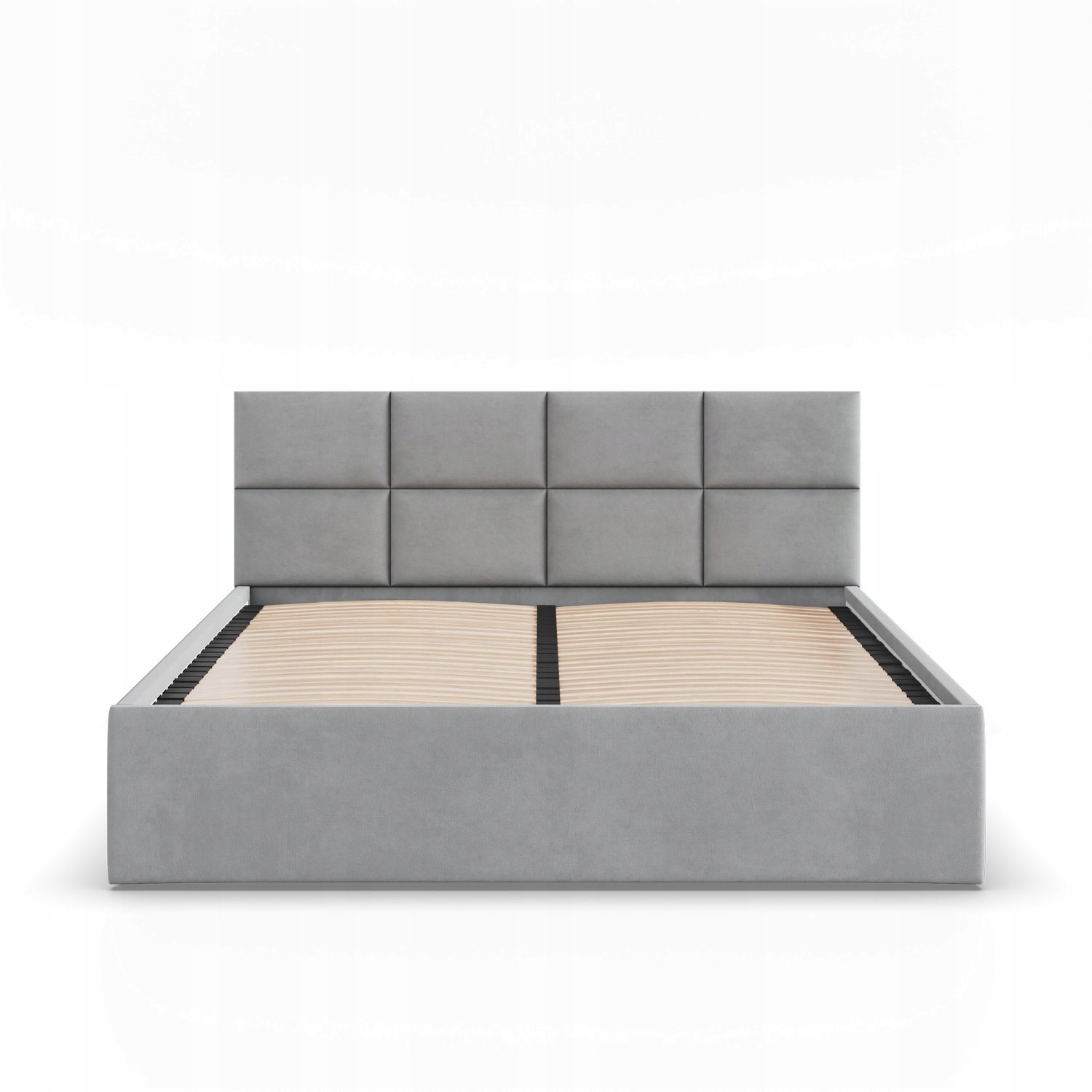 Łóżko Ramowe BORGO JASNY SZARY Tapicerowane Podwójne 160x200 VELVET