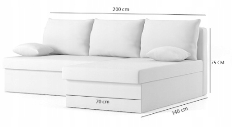 NAROŻNIK MONAKO SZARY CZARNY Rogówka KANAPA Rozkładana z Funkcją Spania