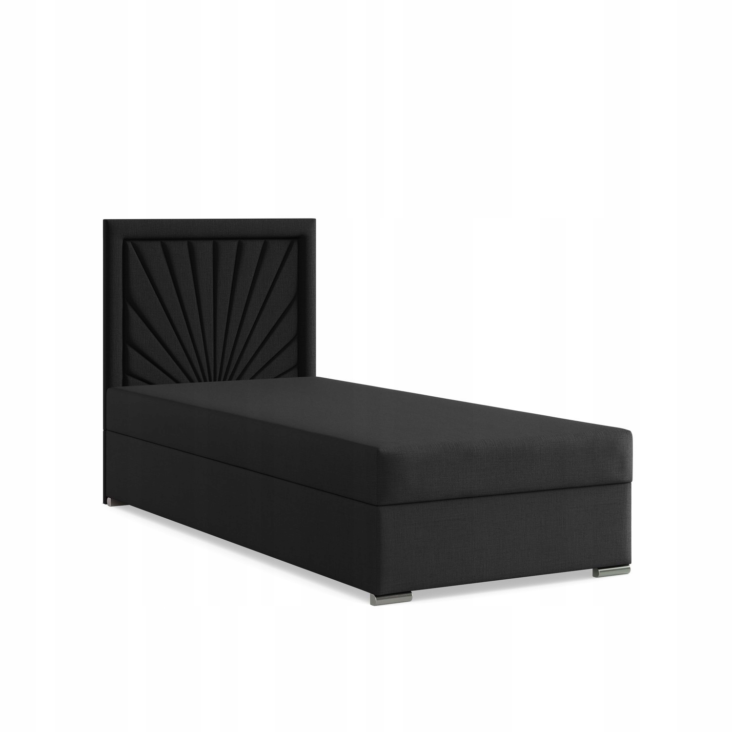 Łóżko Kontynentalne VICENZA JEDNOOSOBOWE Tapicerowane Pojedyncze CZARNE