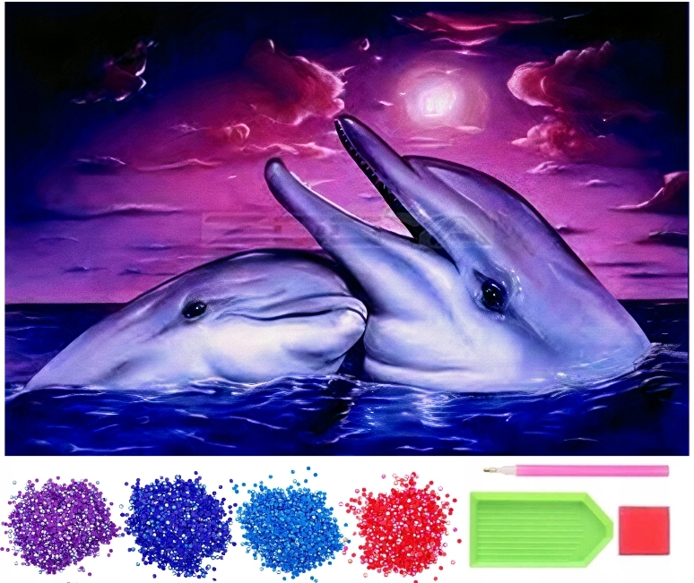 HAFT DIAMENTOWY MOZAIKA DIAMENTOWA 5D DELFINY