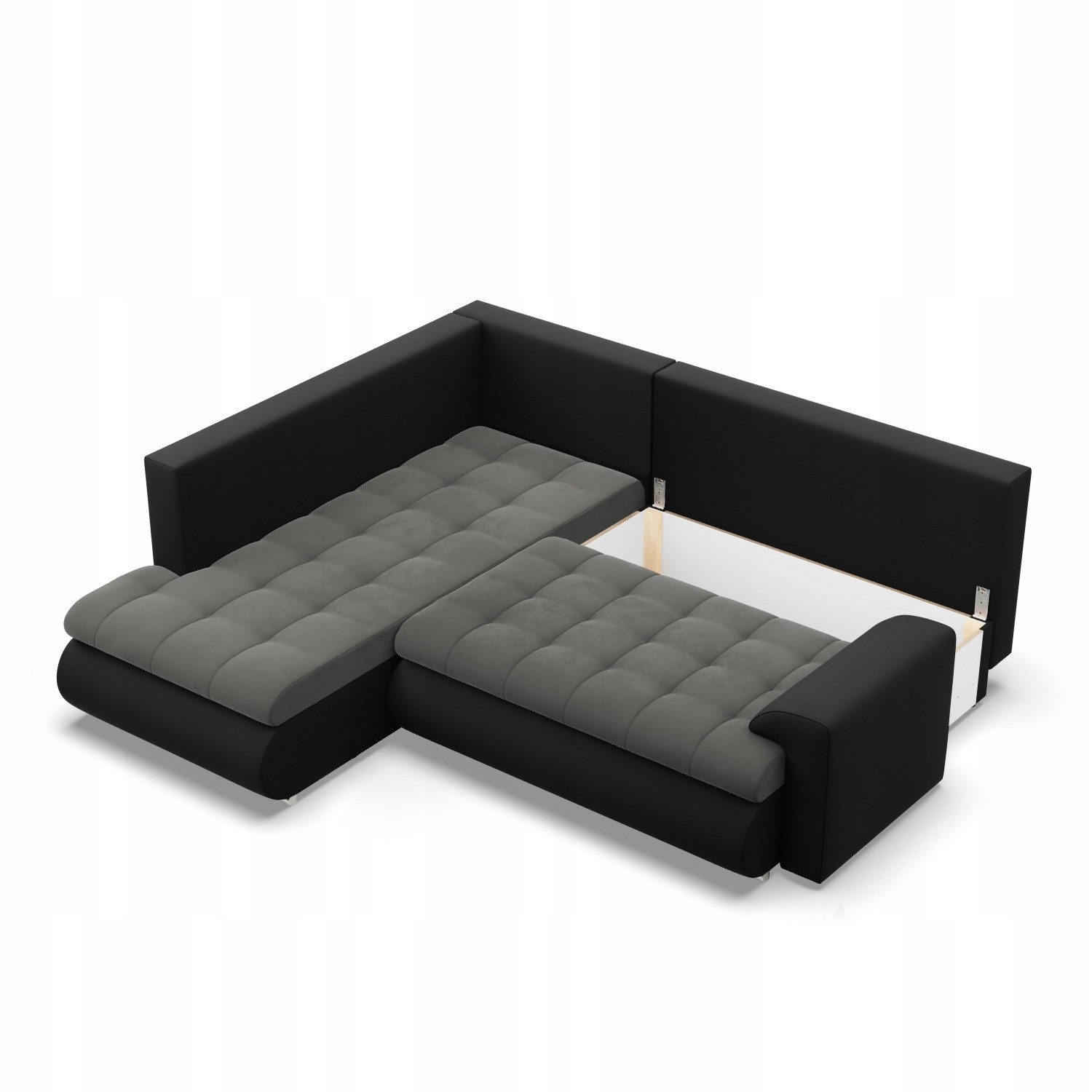 NAROŻNIK FORESTA XL POPIEL CZARNY KANAPA Rozkładana Rogówka Wygodna