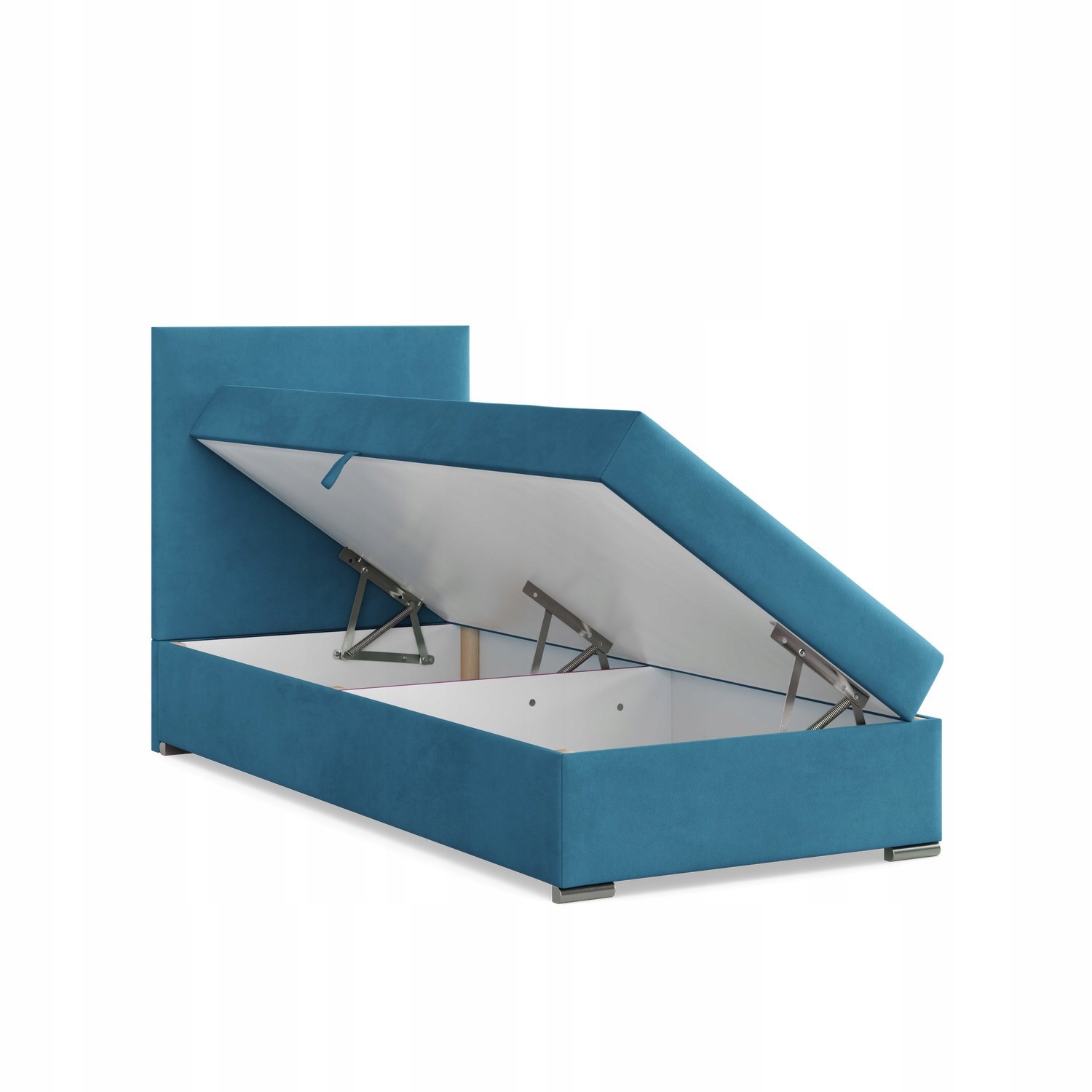 Łóżko ELDA JEDNOOSOBOWE Tapicerowane Pojedyncze VELVET TURKUSOWE