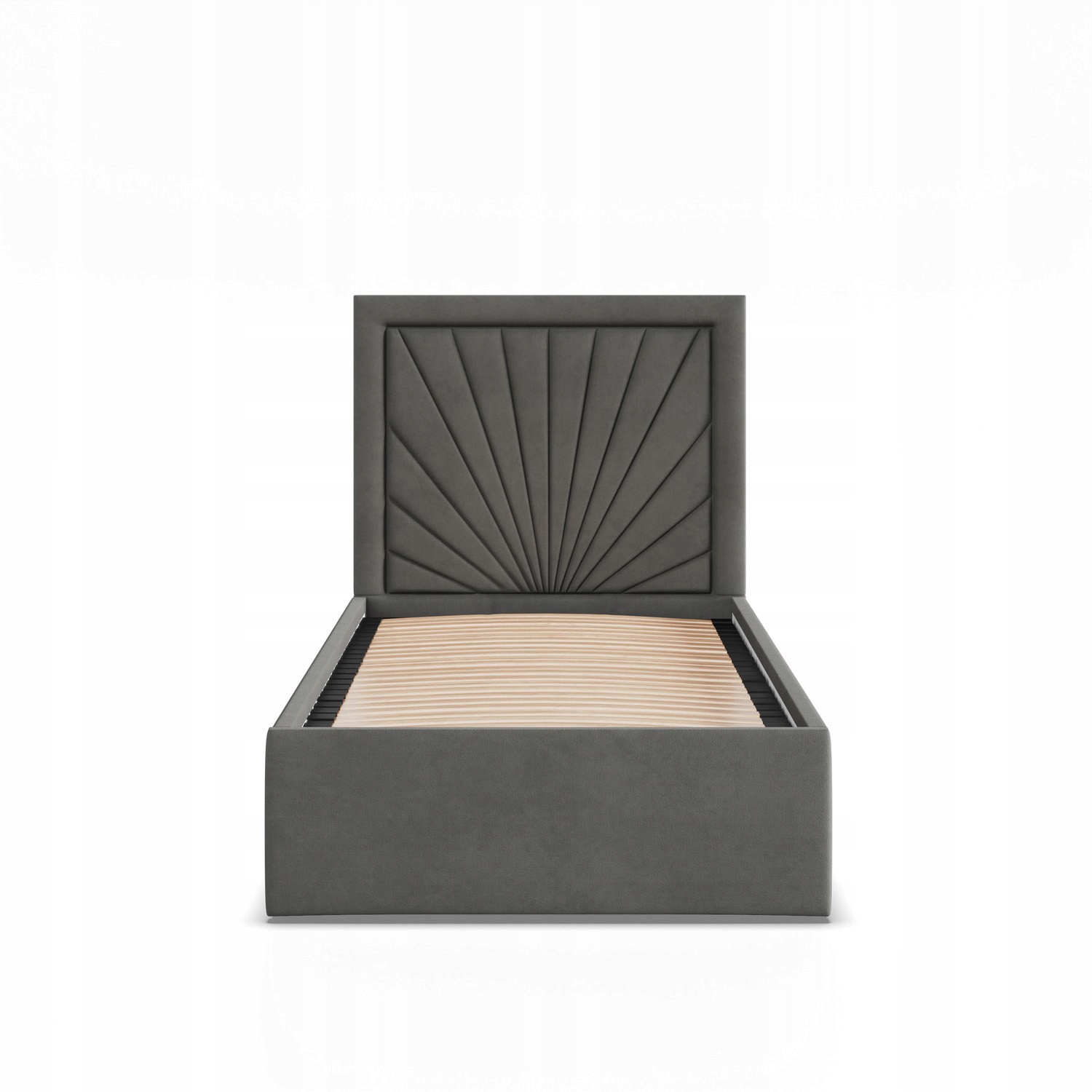 Łóżko Ramowe VASTO JEDNOOSOBOWE Tapicerowane Pojedyncze VELVET CIEMNY SZARY