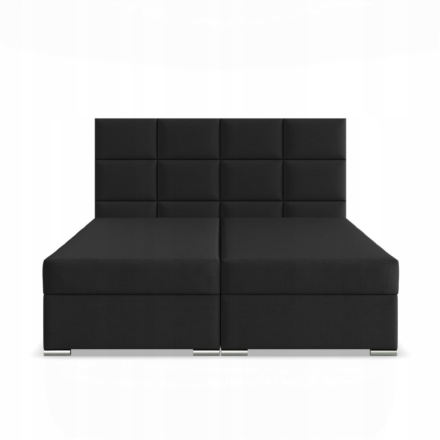 Łóżko Kontynentalne CALVI CZARNE Podwójne Tapicerowane Pojemnik 140x200