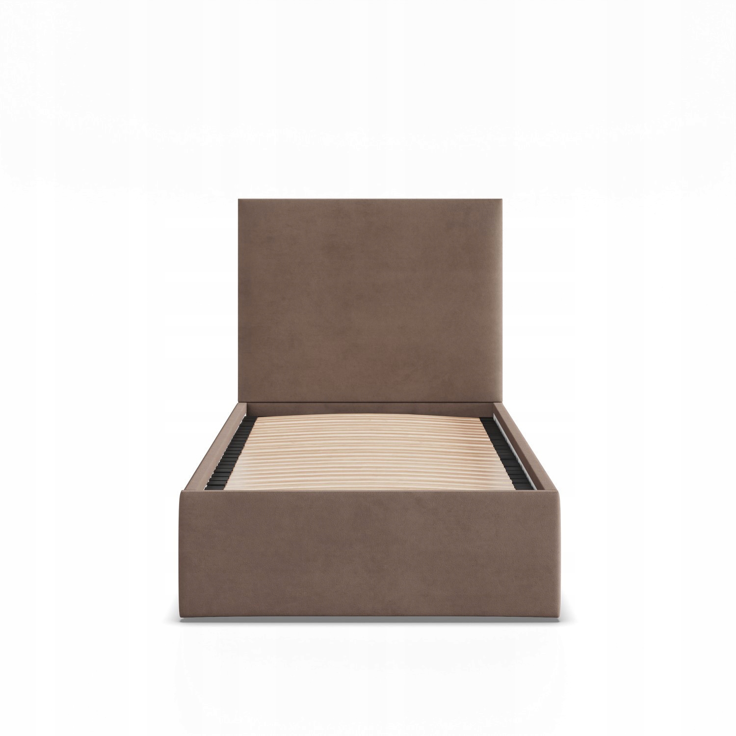 Łóżko Ramowe PAOLA JEDNOOSOBOWE Tapicerowane Pojedyncze VELVET BRĄZOWE