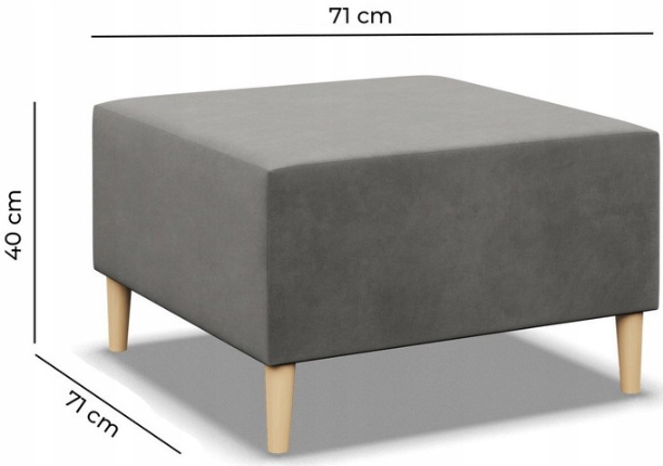 PUFA BLANK SZARY 70x70 Podnóżek PUF