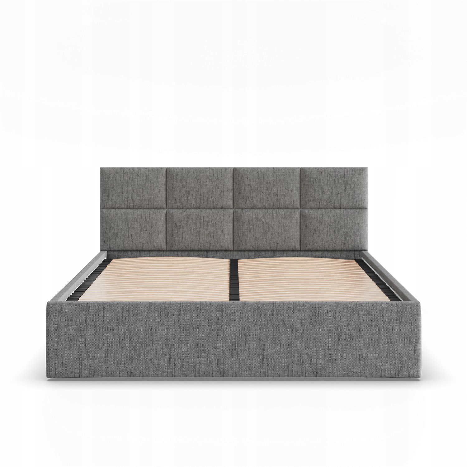 Łóżko Ramowe BORGO CIEMNY SZARY Tapicerowane Podwójne 140x200