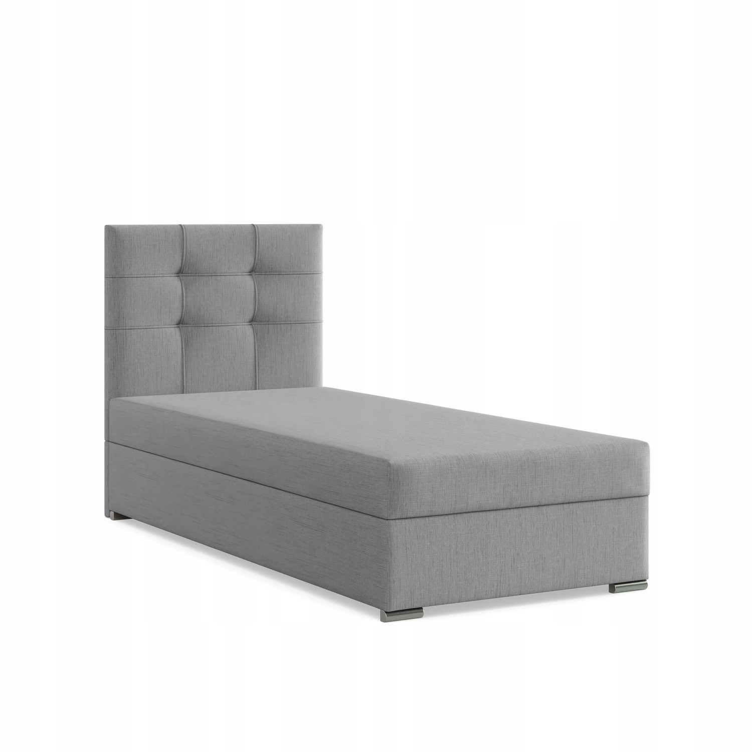 Łóżko Kontynentalne ELDA JEDNOOSOBOWE Tapicerowane Pojedyncze JASNY SZARY