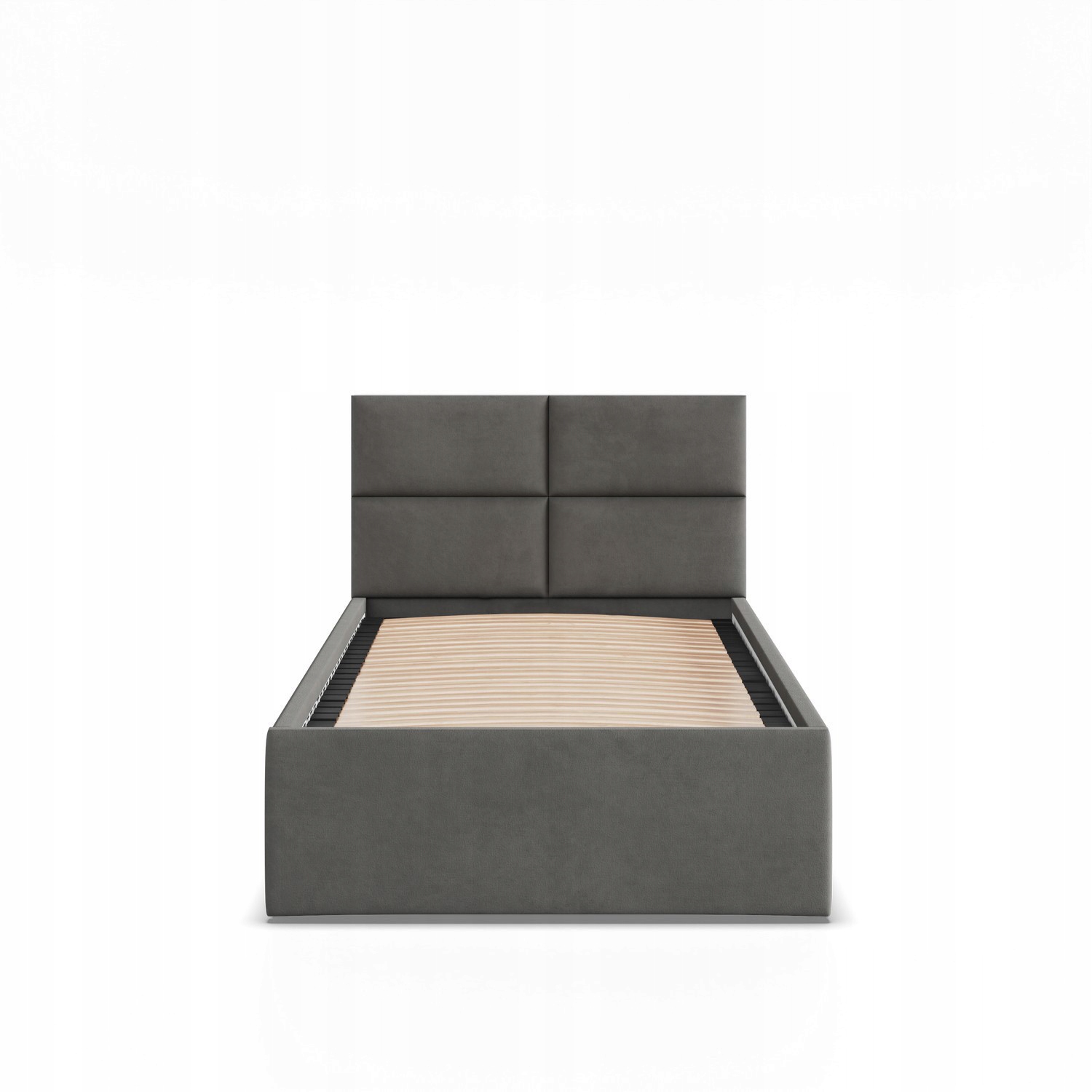 Łóżko Ramowe BORGO JEDNOOSOBOWE Tapicerowane Pojedyncze CIEMNY SZARY