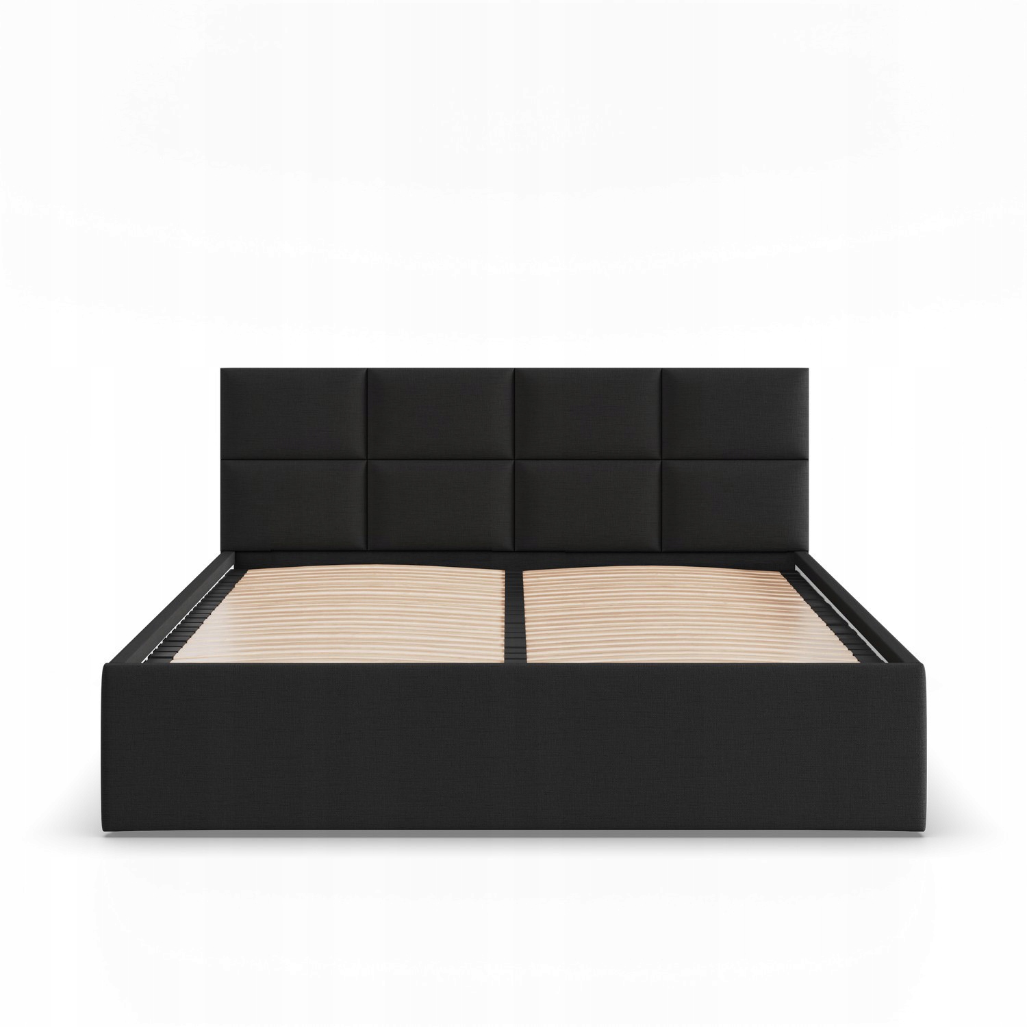 Łóżko Ramowe BORGO CZARNE Tapicerowane Podwójne 160x200