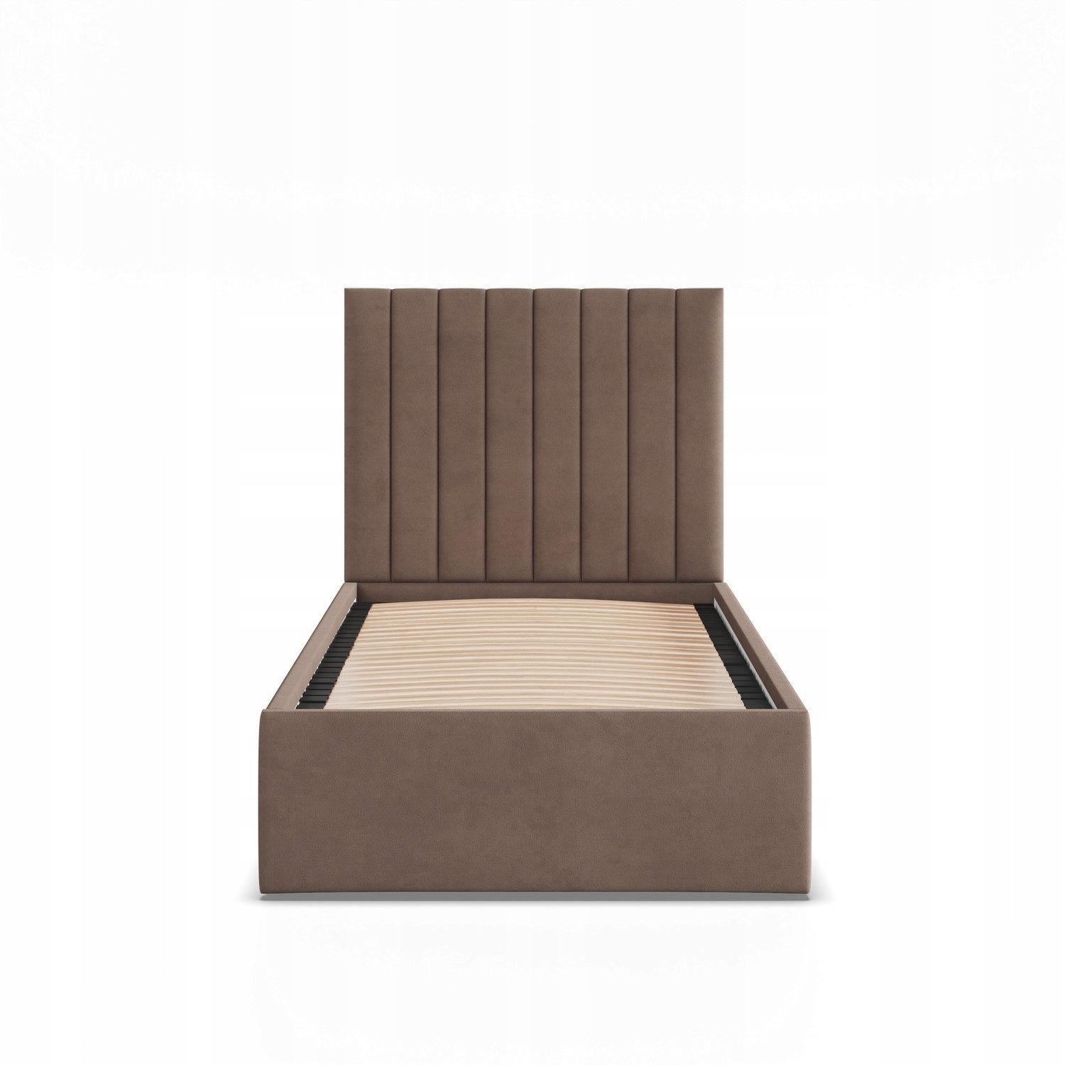 Łóżko Ramowe POLLA JEDNOOSOBOWE Tapicerowane Pojedyncze VELVET BRĄZOWE