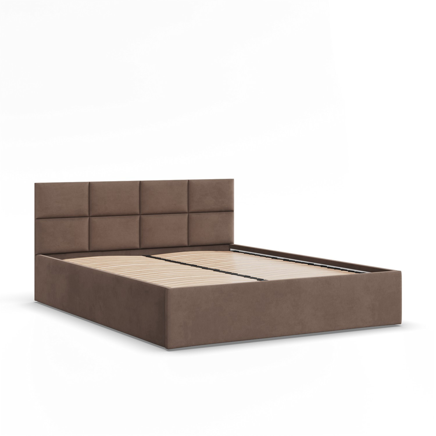 Łóżko Ramowe BORGO BRĄZOWE Tapicerowane Podwójne 140x200 VELVET