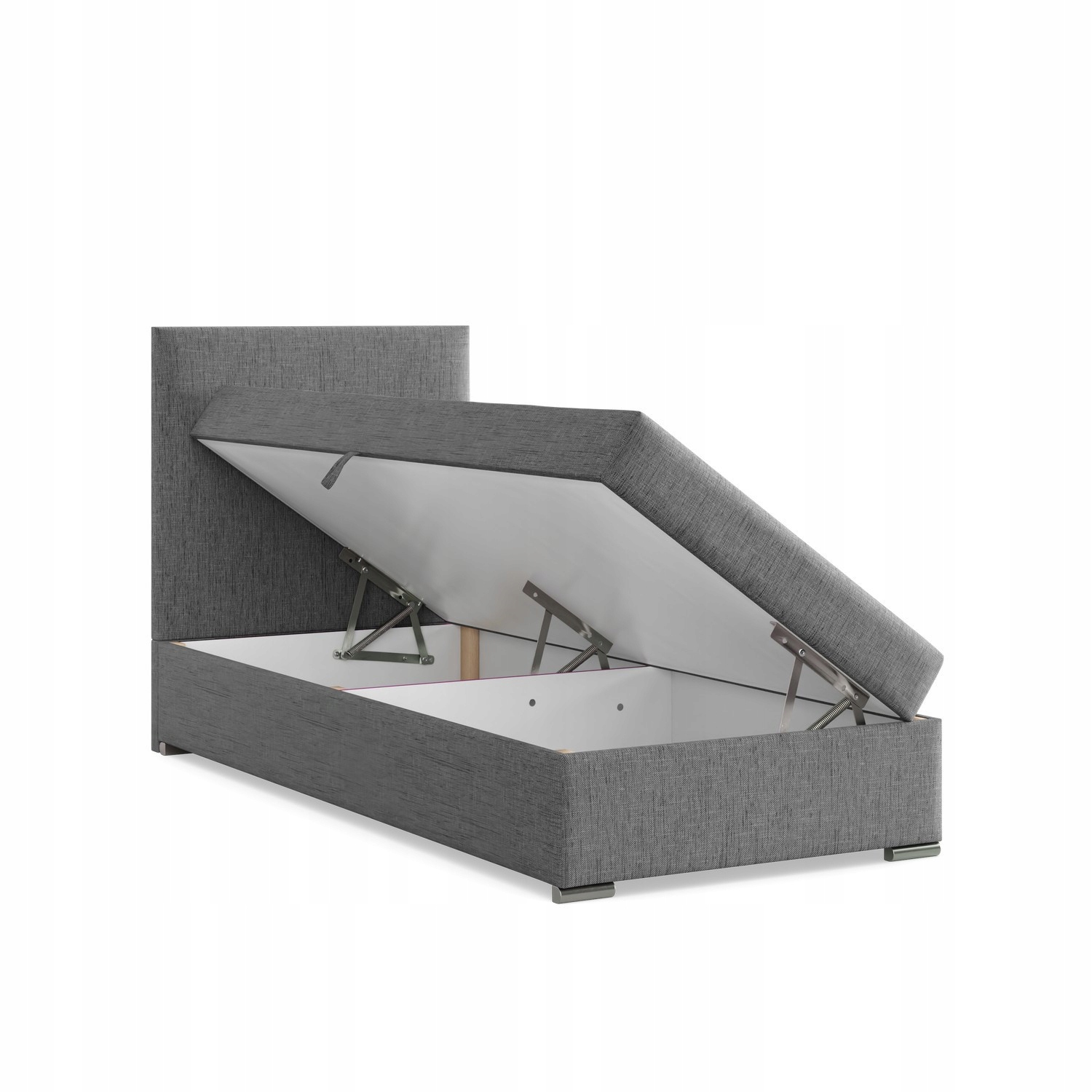 Łóżko Kontynentalne ELDA JEDNOOSOBOWE Tapicerowane Pojedyncze CIEMNY SZARY